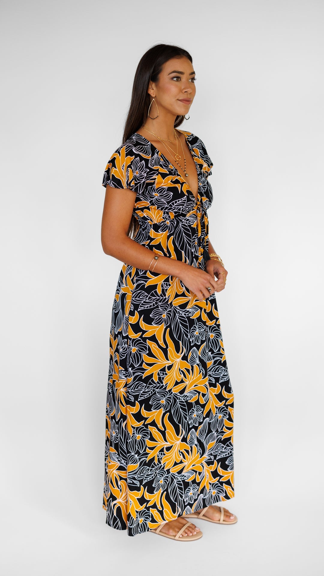 Leilani Dress / Tropical Black Khush Clothing