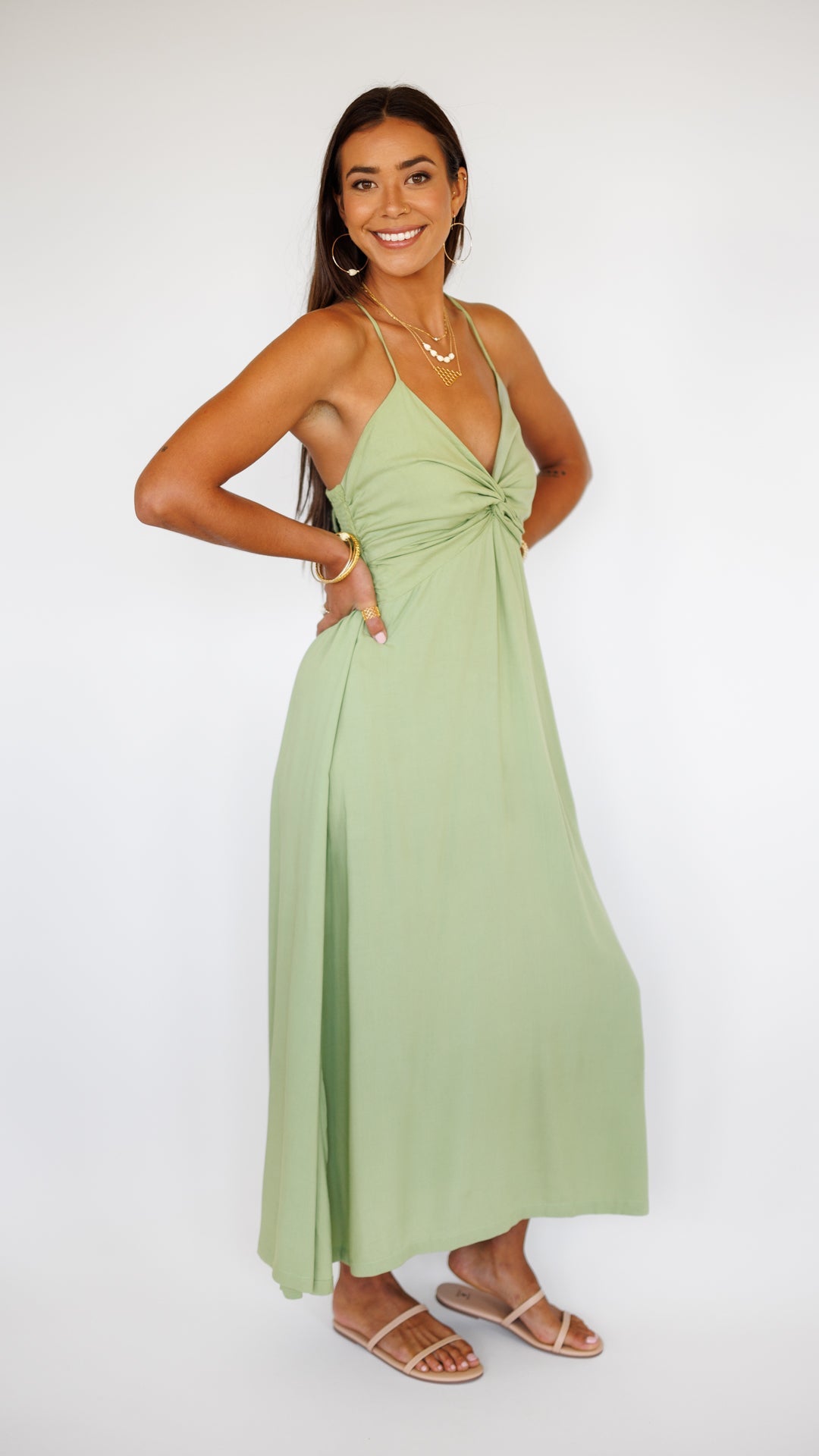 Lorena Dress / Leaf Green Khush Clothing