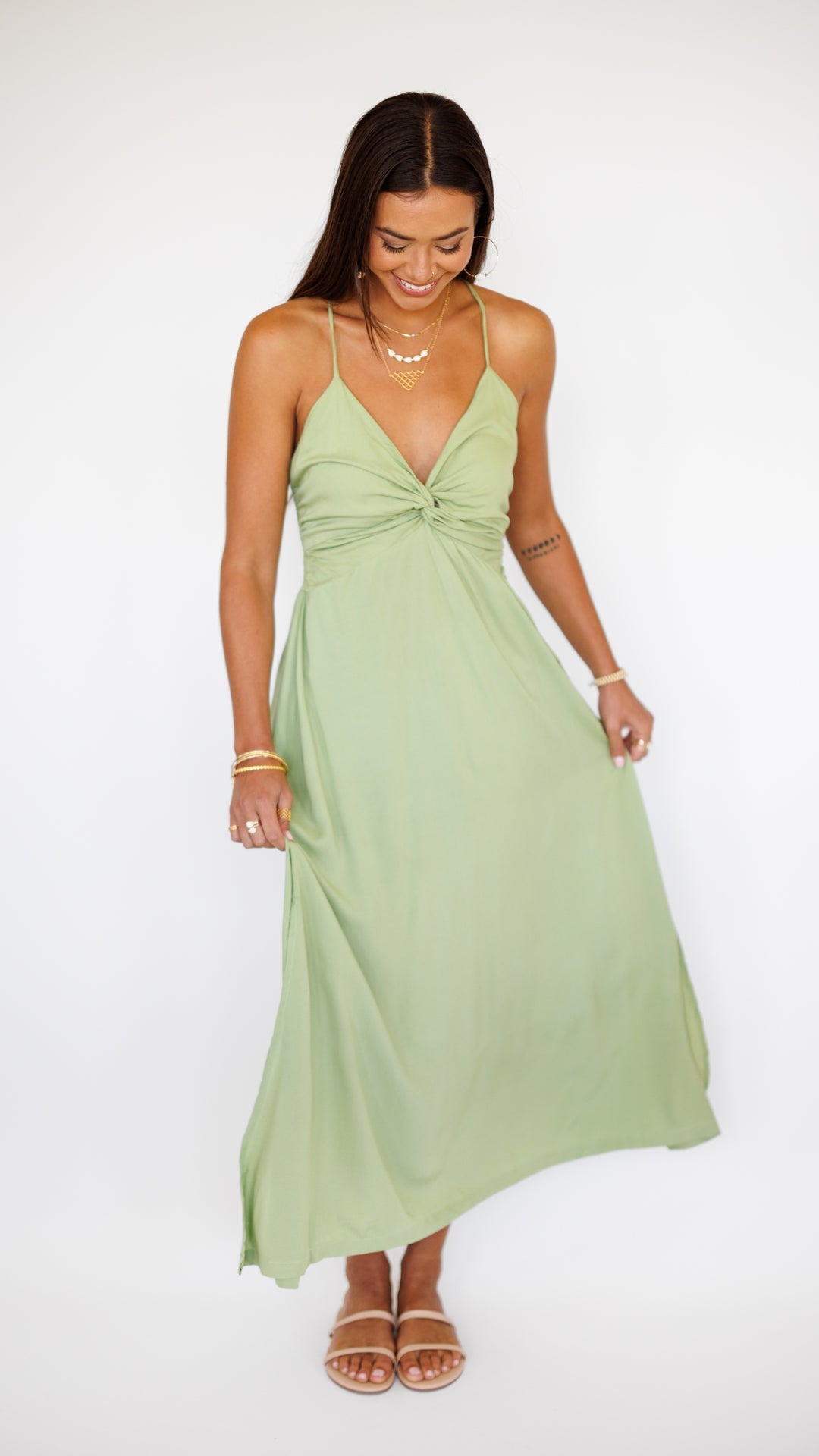 Lorena Dress / Leaf Green Khush Clothing