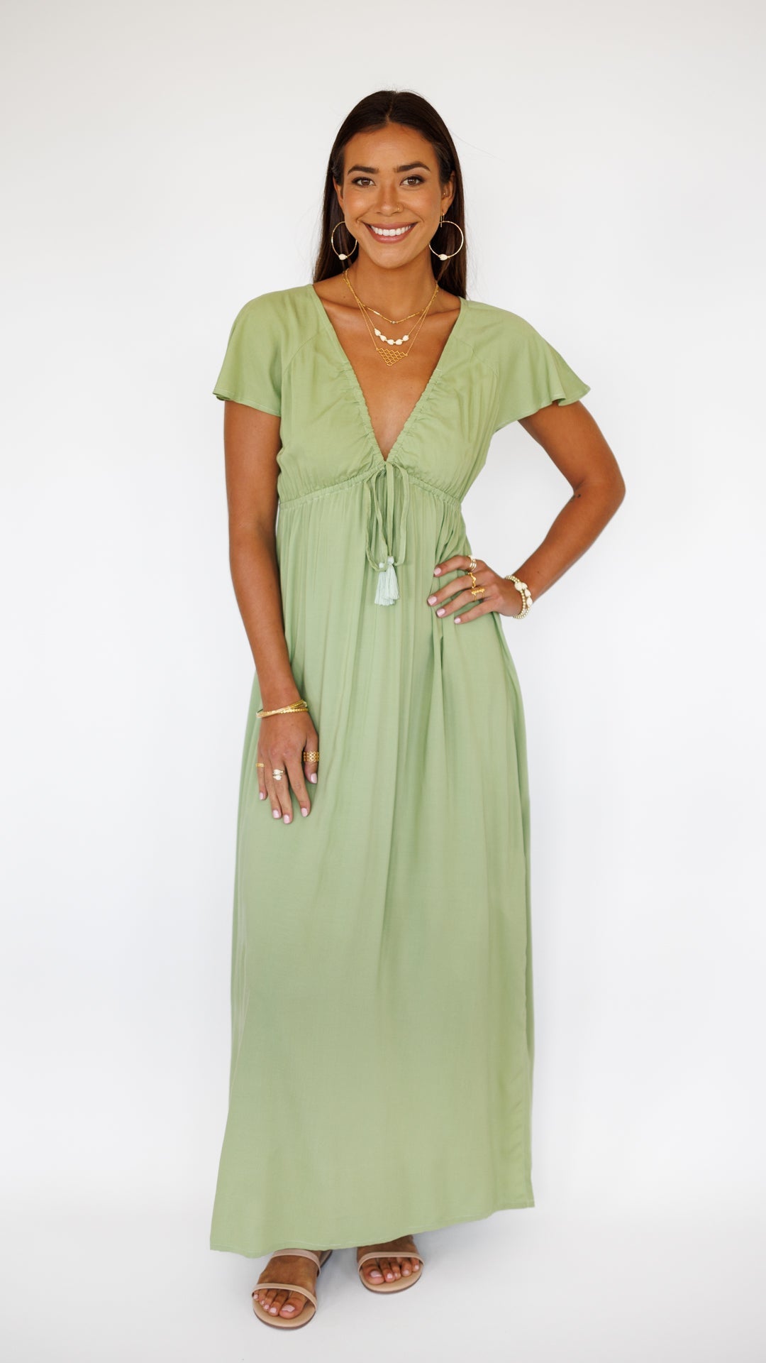 Leilani Dress / Leaf Green - KEANI HAWAI`I L Leilani Dress / Leaf Green - KEANI HAWAI`I L