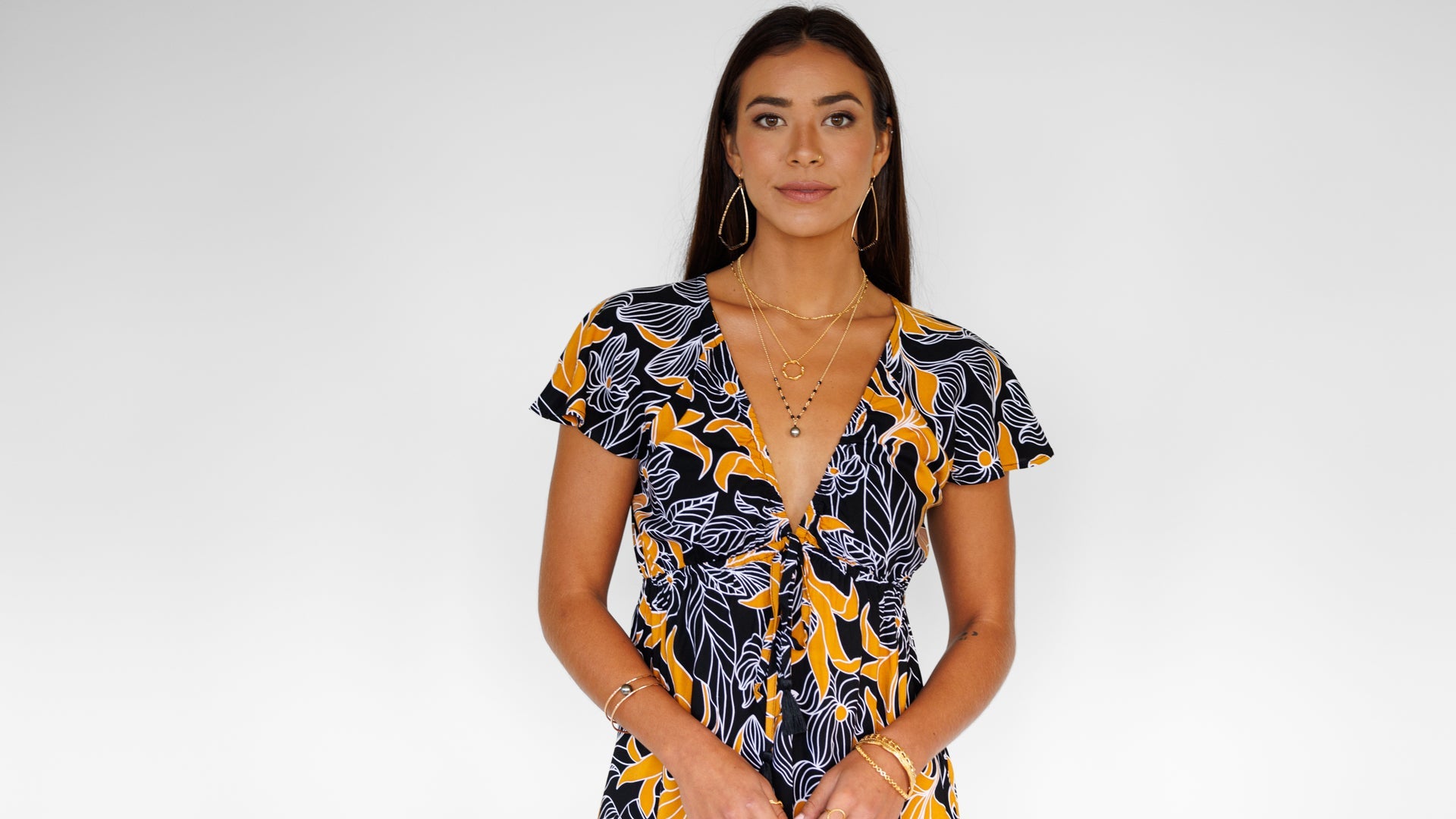Leilani Dress / Tropical Black Khush Clothing