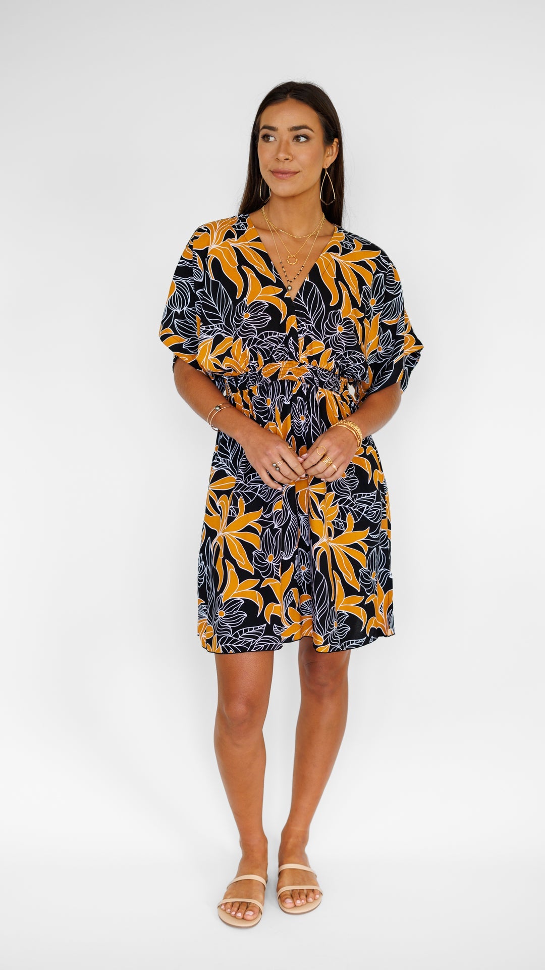 Flynn Dress / Tropical Black Khush Clothing