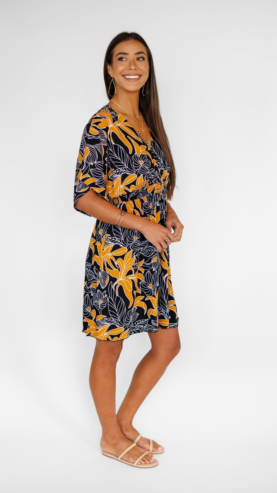 Flynn Dress / Tropical Black Khush Clothing