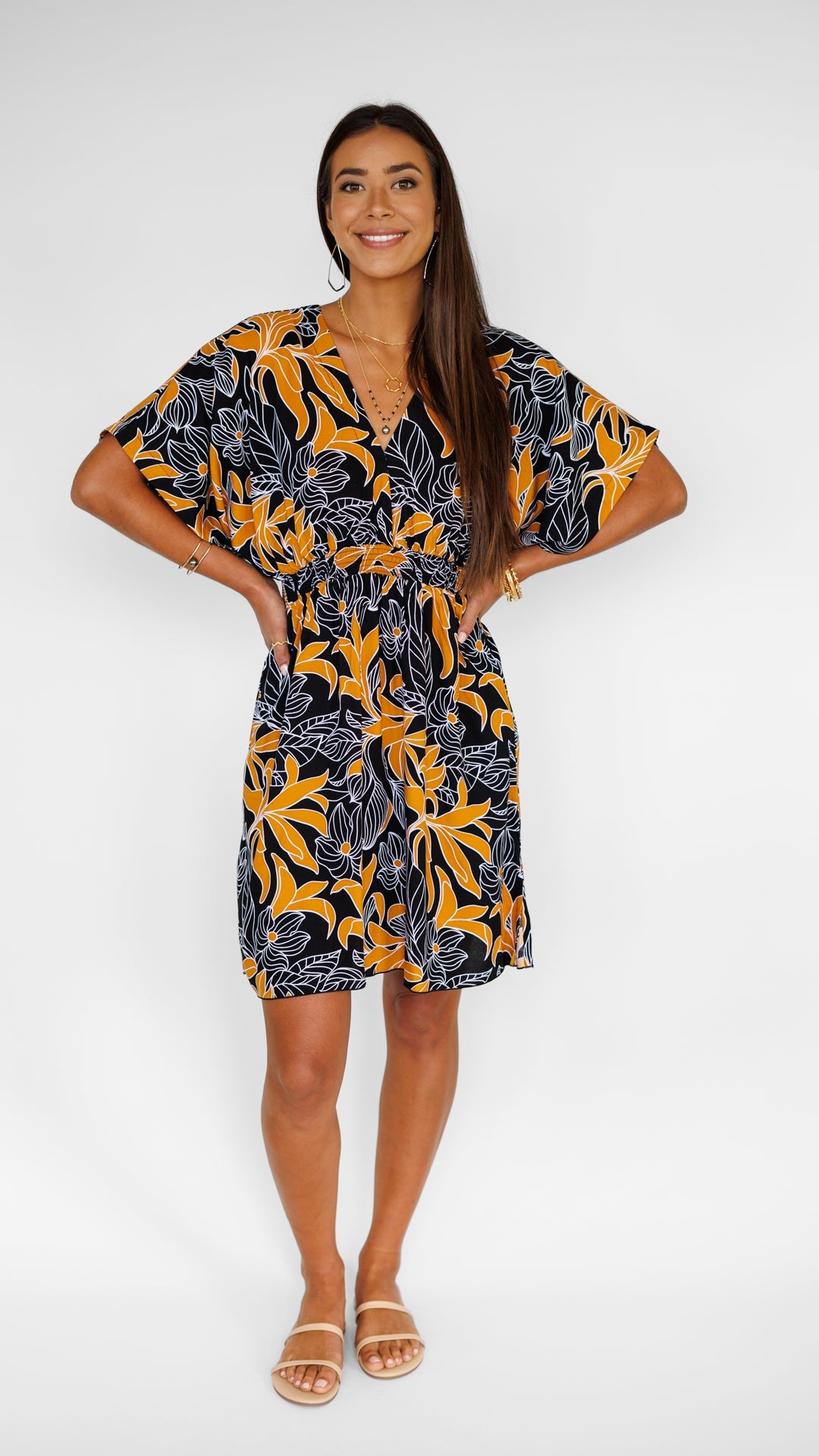 Flynn Dress / Tropical Black Khush Clothing