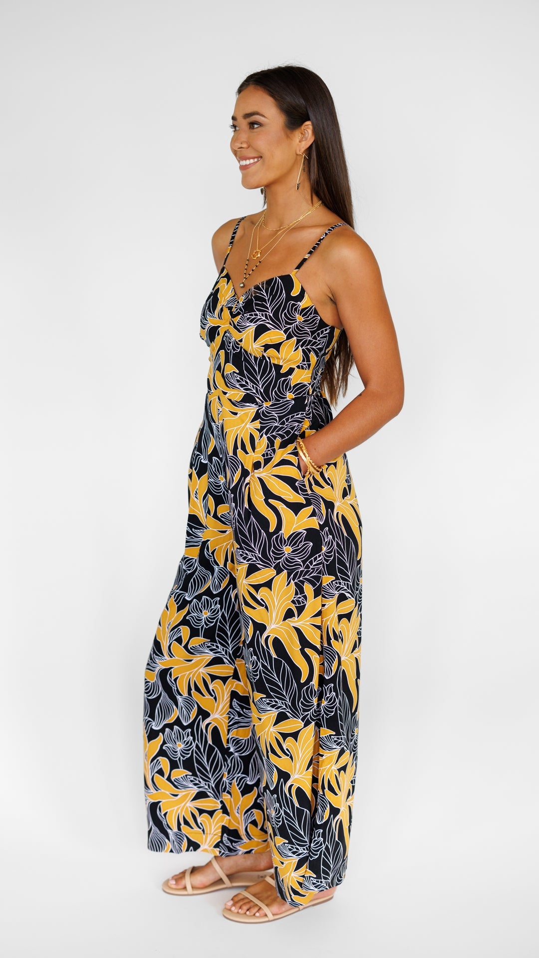 Morena Jumpsuit / Tropical Black Khush Clothing