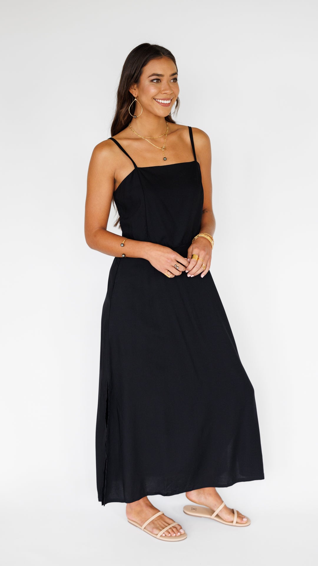 Mirella Dress / Solid Black Khush Clothing