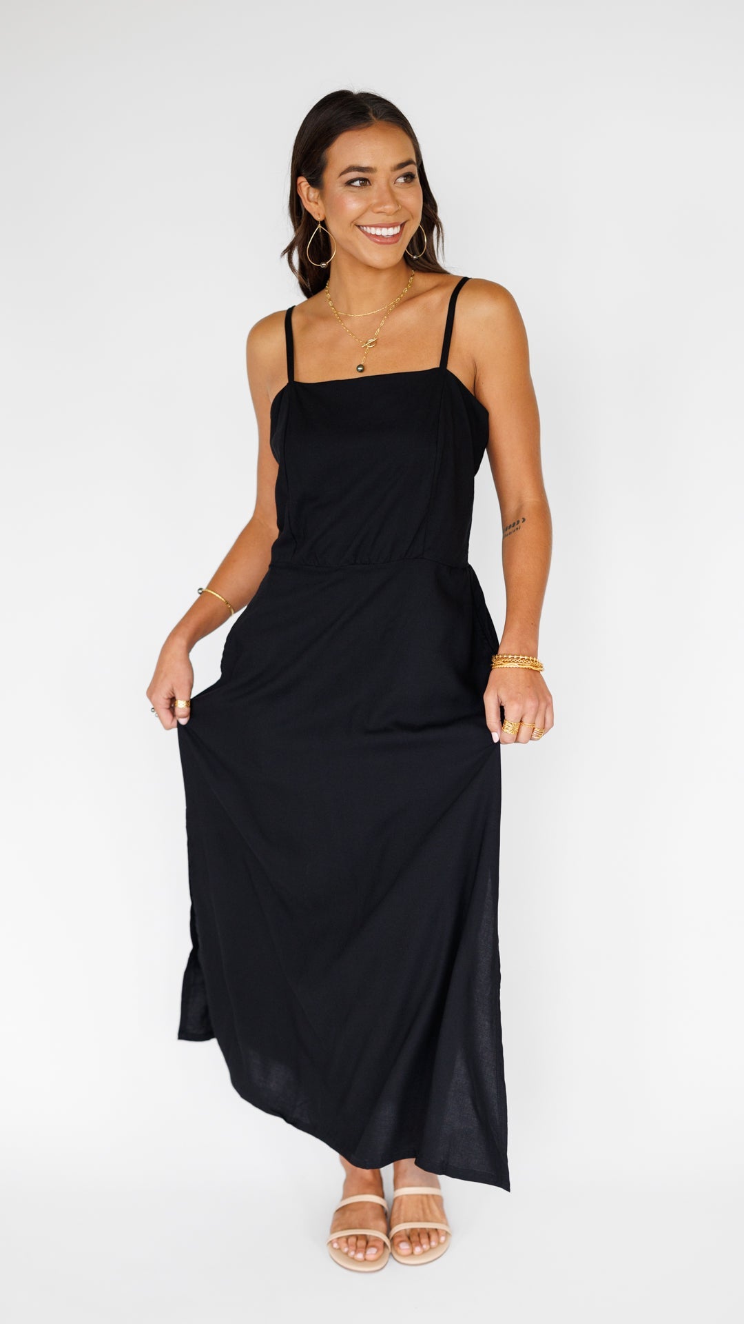 Mirella Dress / Solid Black Khush Clothing