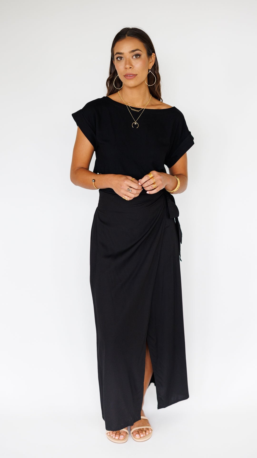 Kalei Skirt / Solid Black Khush Clothing