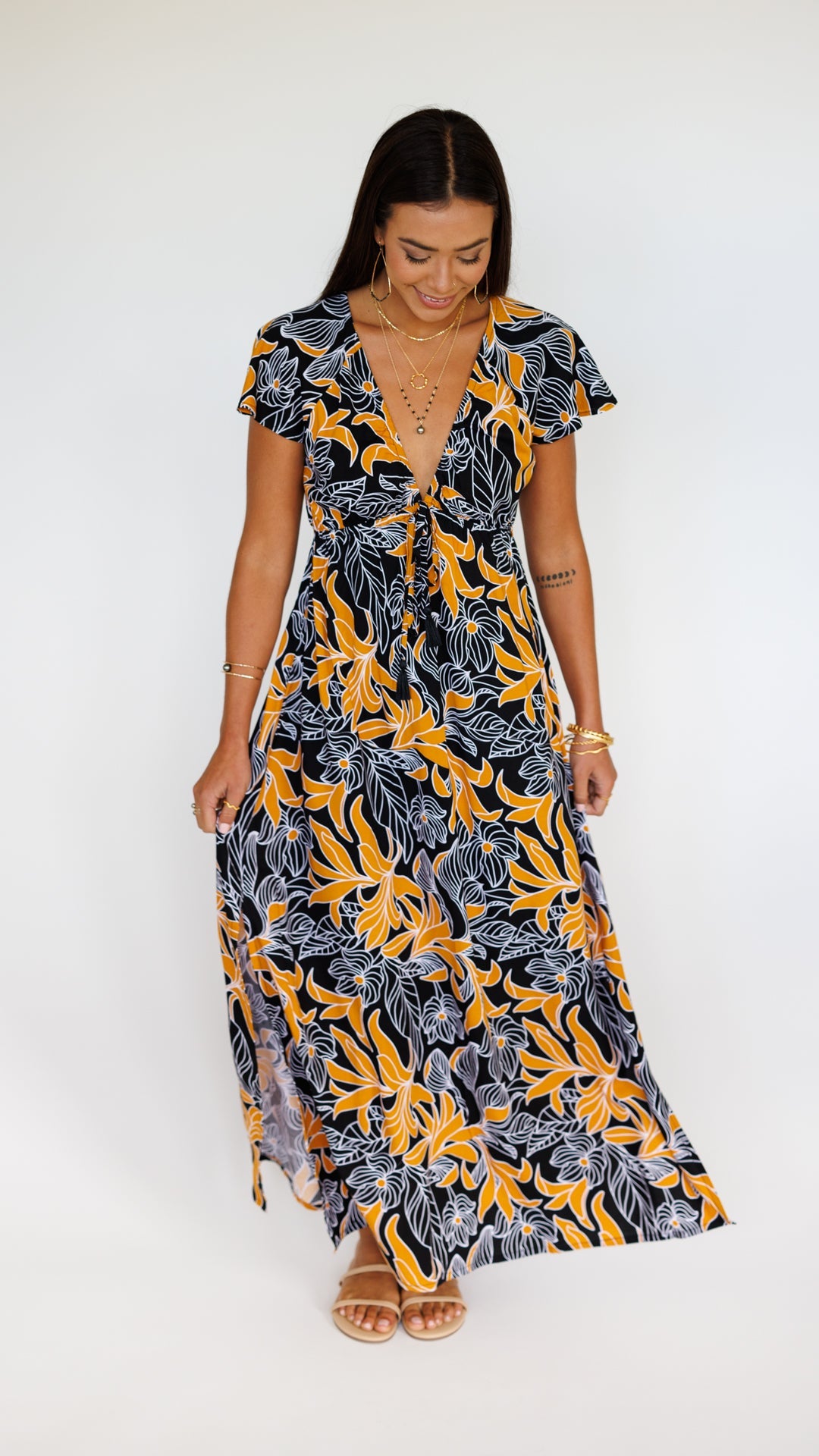 Leilani Dress / Tropical Black Khush Clothing