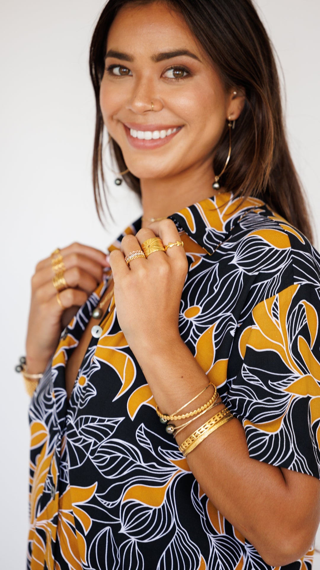 Maui Shirt Dress / Tropical Black Khush Clothing