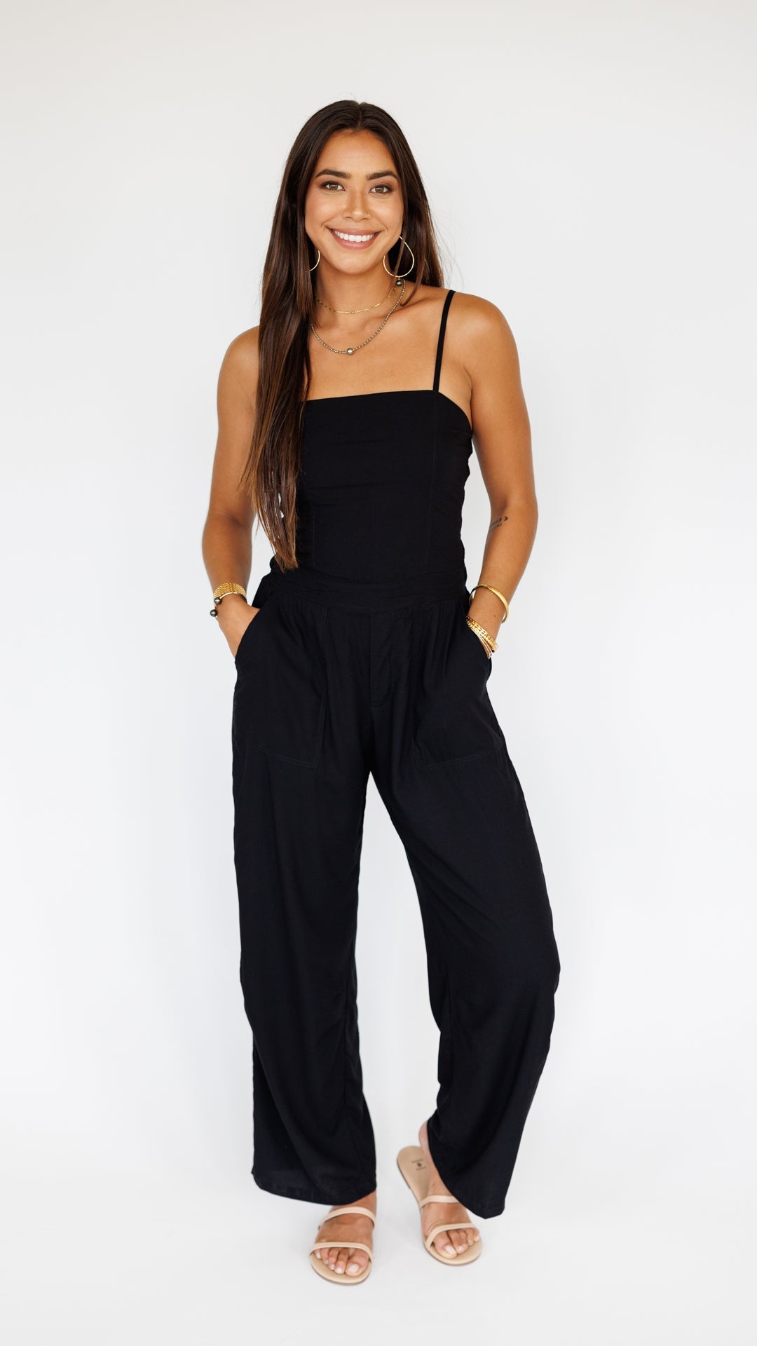 Jade Jumpsuit / Solid Black Khush Clothing