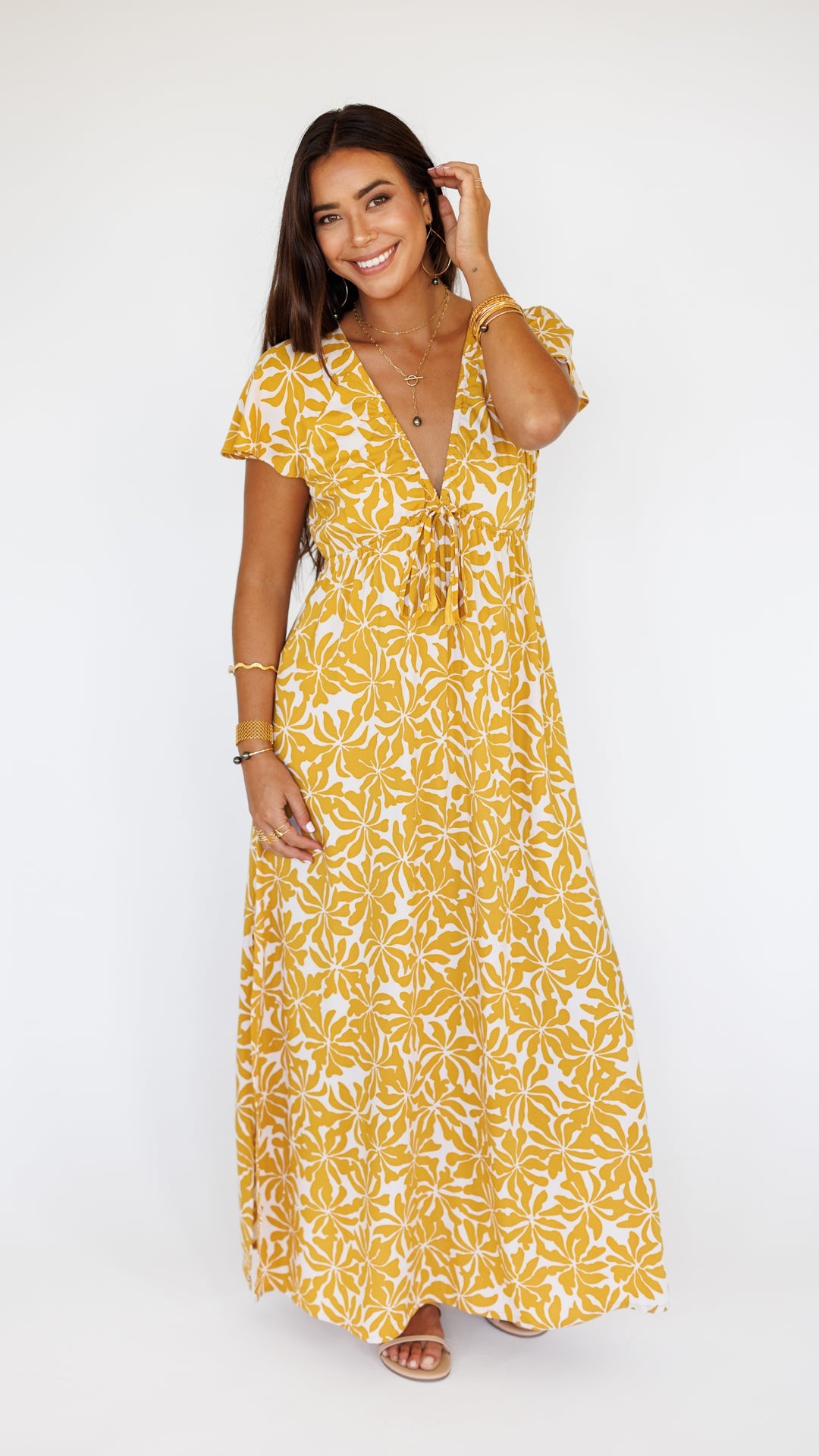 fitted lace wedding dress Nine Lives Bazaar | Aloha Maxi Dress main image 0