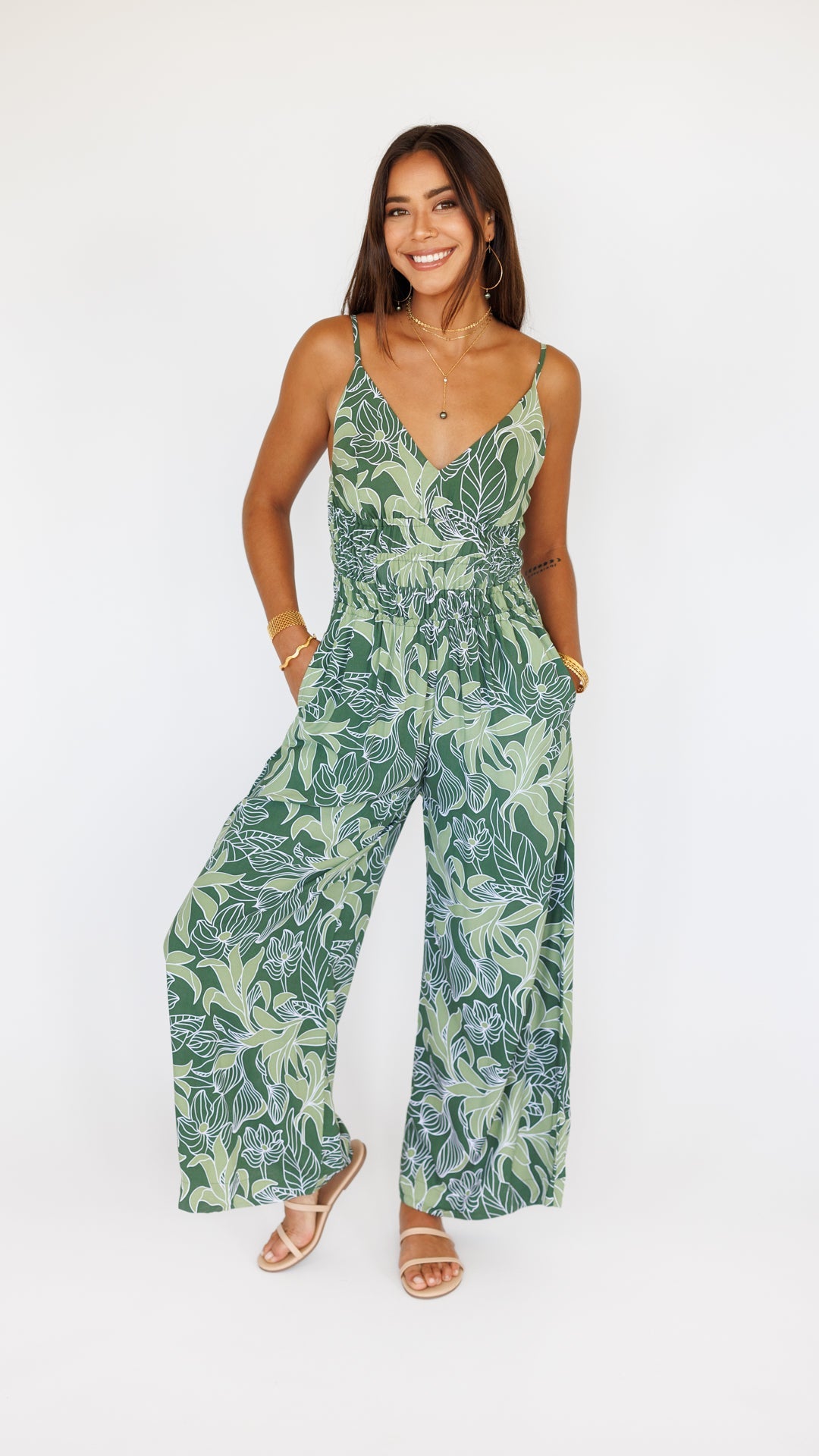 Opal Jumpsuit / Tropical Green Khush Clothing