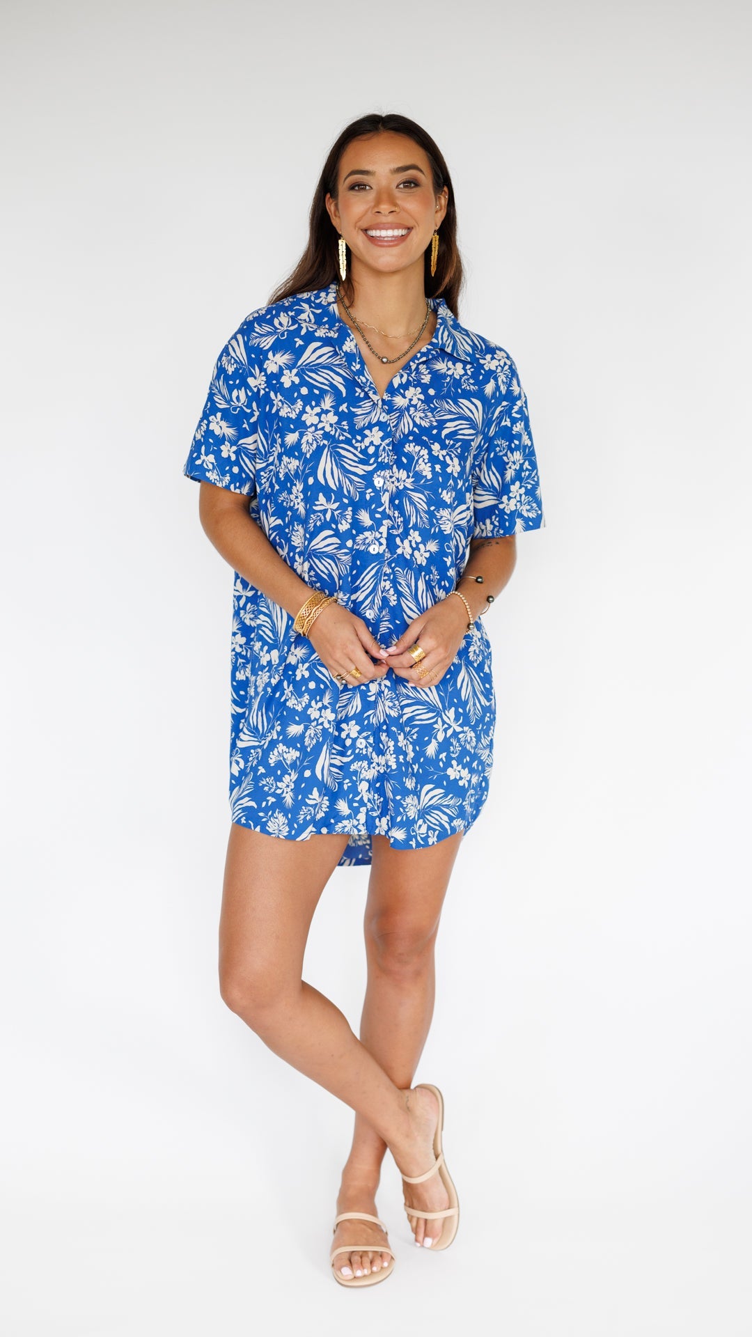 Maui Shirt Dress / Hula Sapphire Khush Clothing