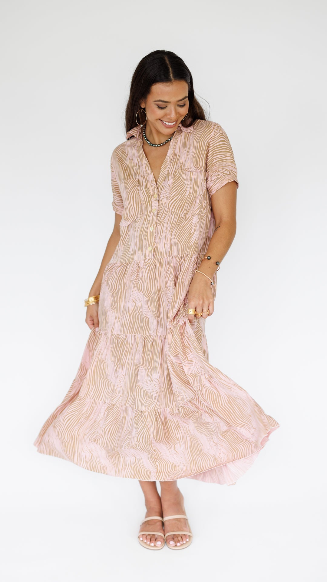 Stella Dress / Wavy Blush Khush Clothing