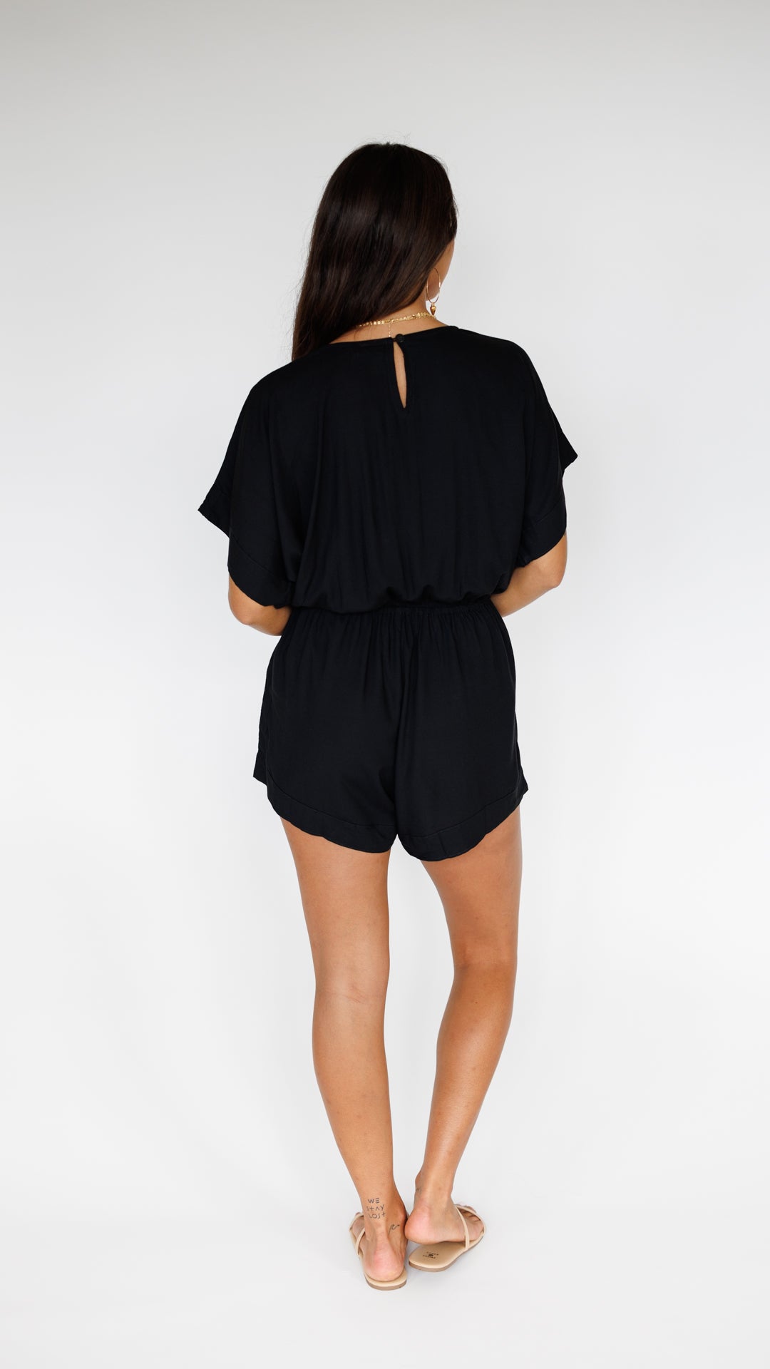 Wailea Romper / Solid Black Khush Clothing