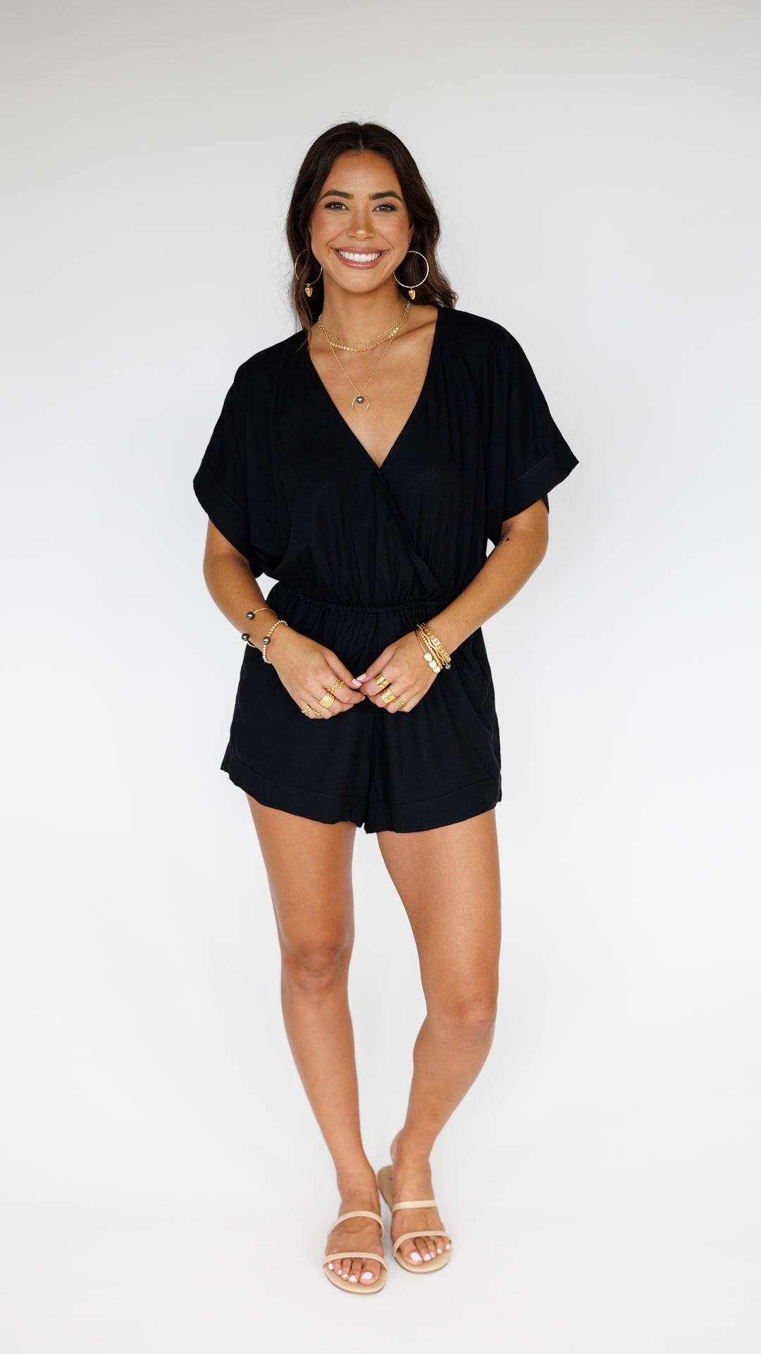 Wailea Romper / Solid Black Khush Clothing