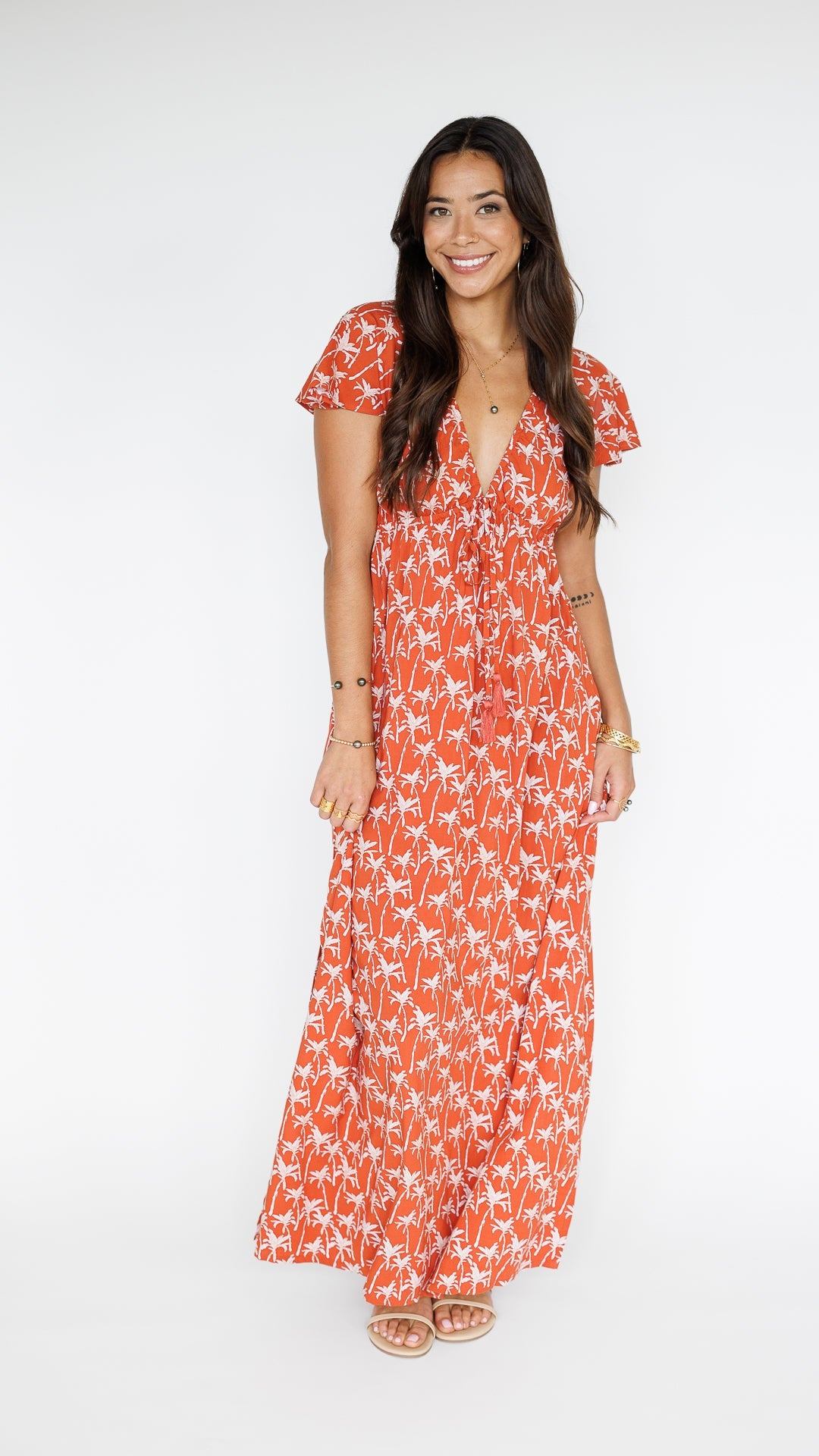 Leilani Dress / Terracotta Palm Khush Clothing