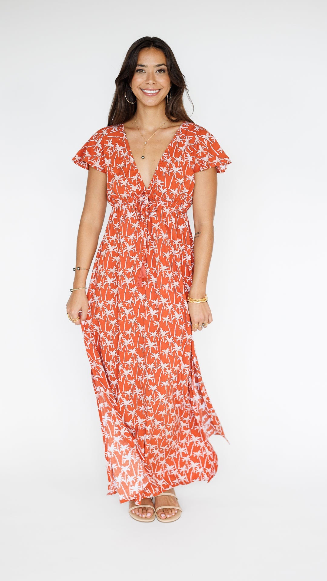 Leilani Dress / Terracotta Palm Khush Clothing