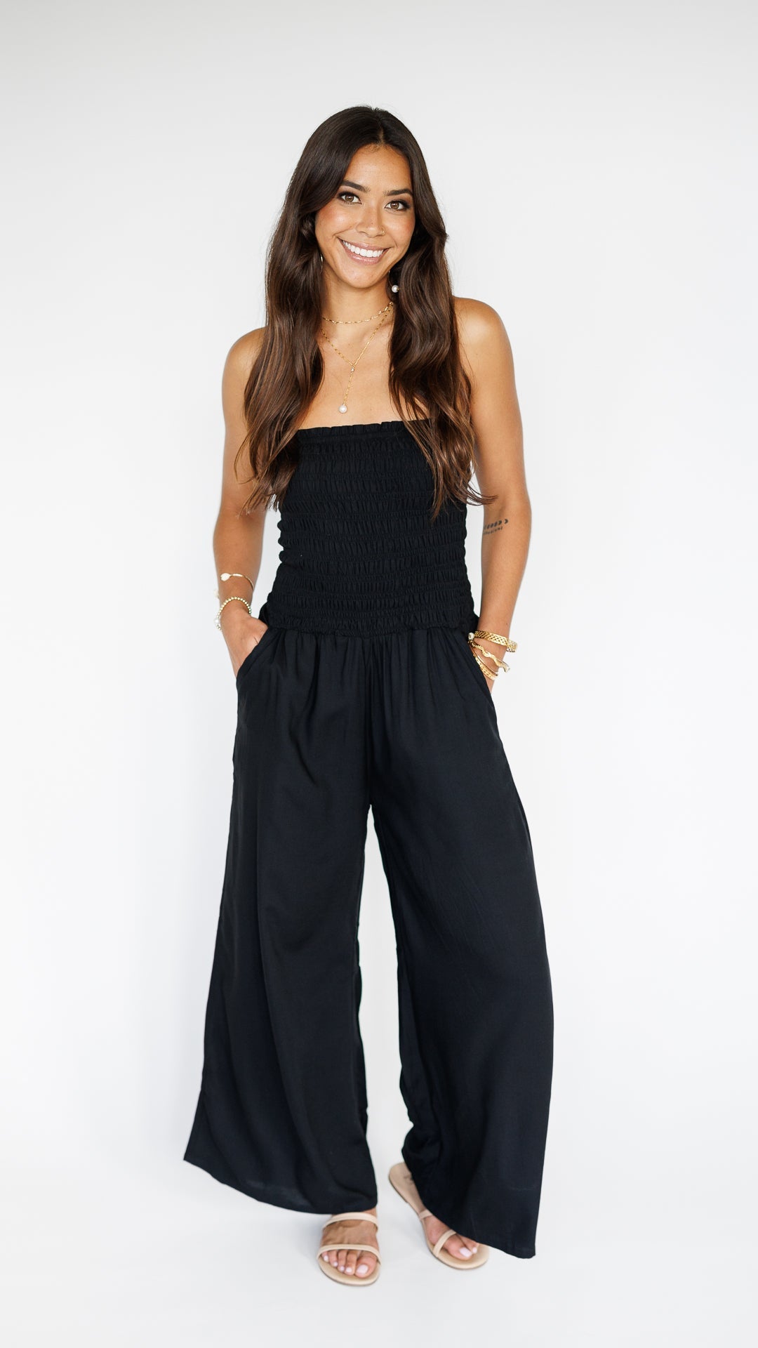 Lawai Jumpsuit / Solid Black Khush Clothing
