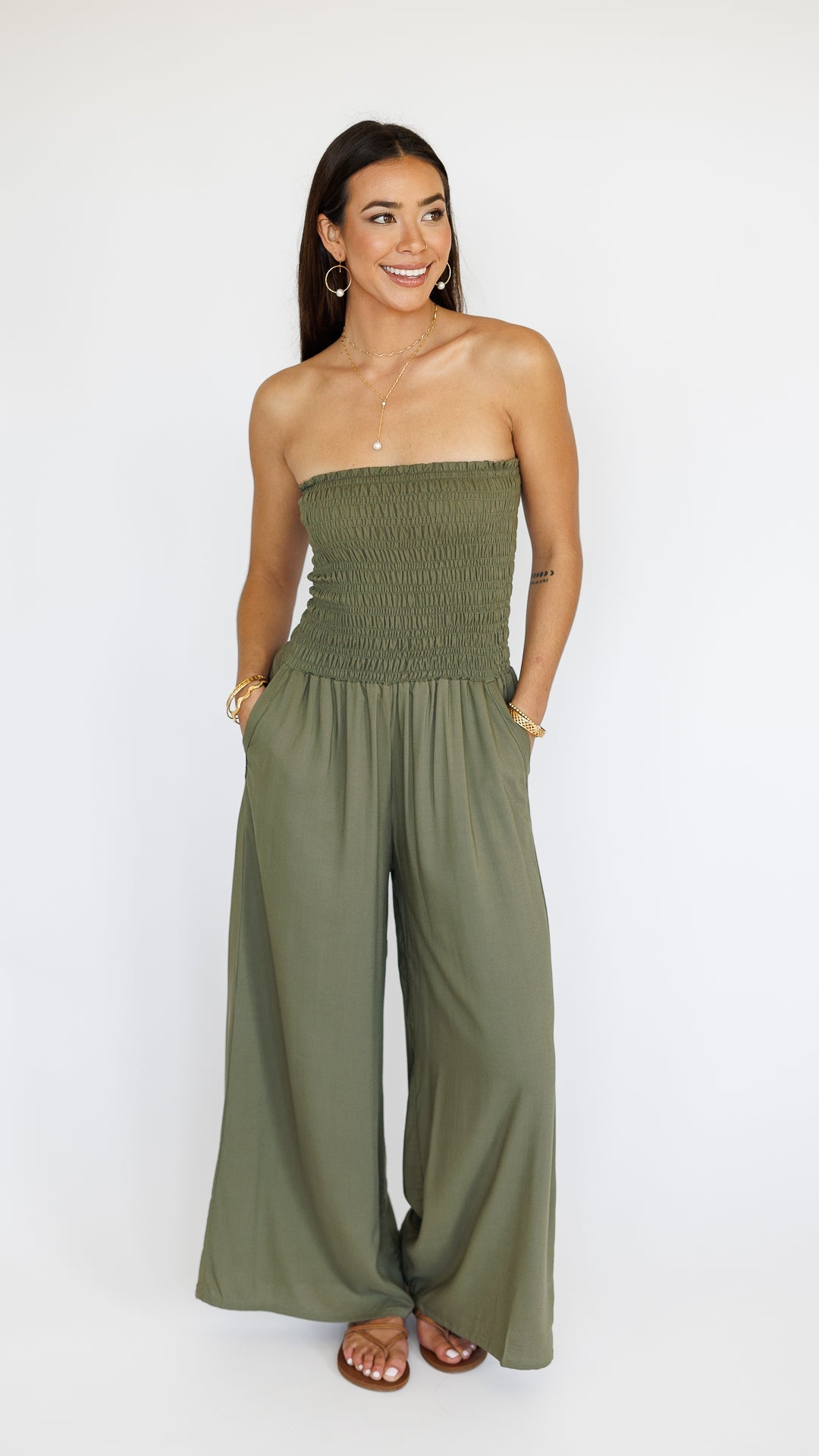 Lawai Jumpsuit / Olive Khush Clothing