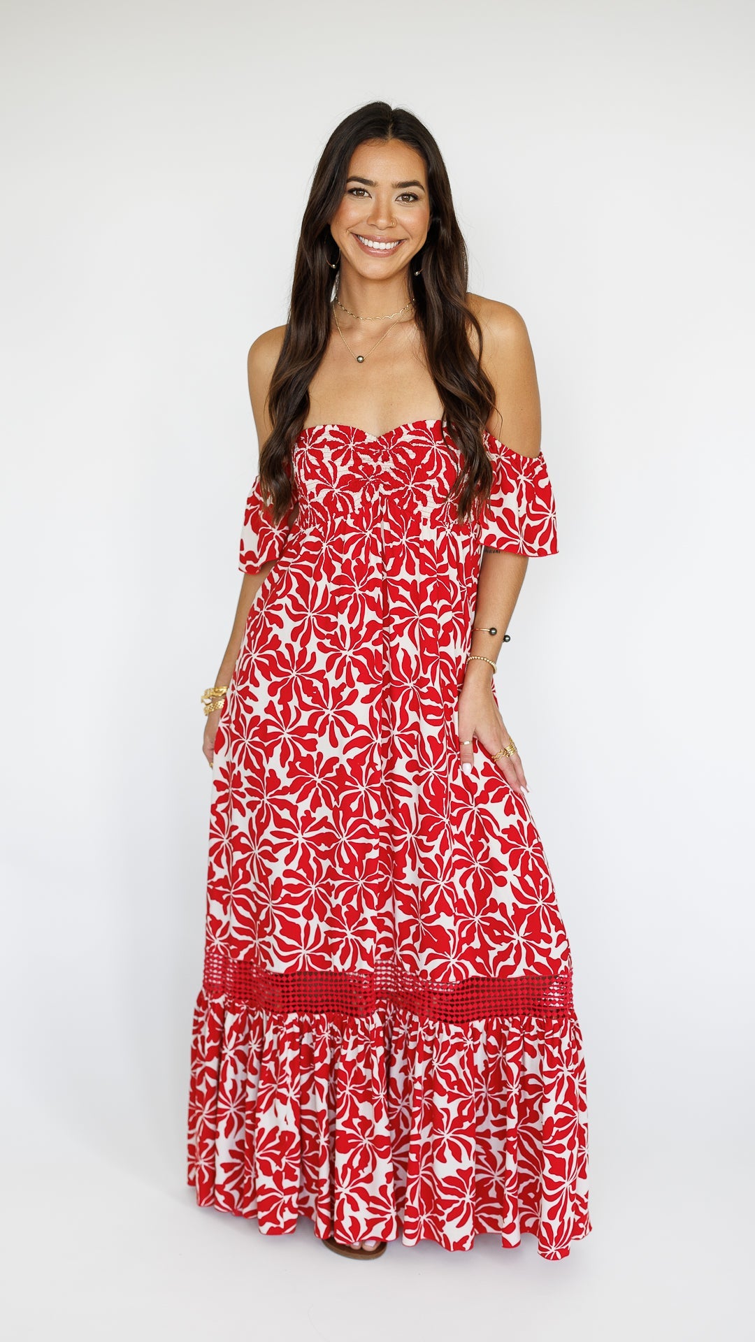 Lailah Floral Day Dress Red main image 1