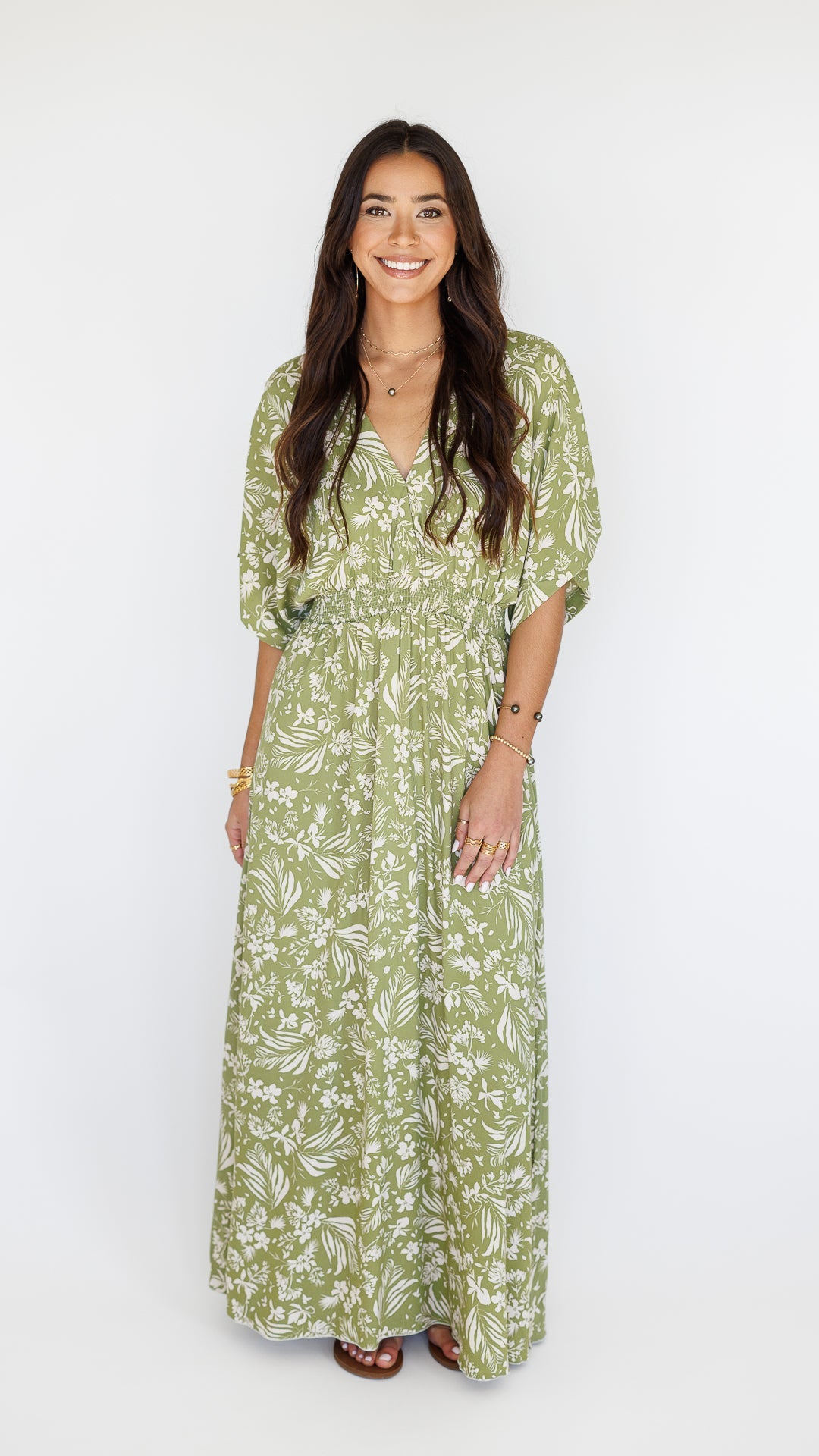 green poppy dress / Hula Moss Mini dress