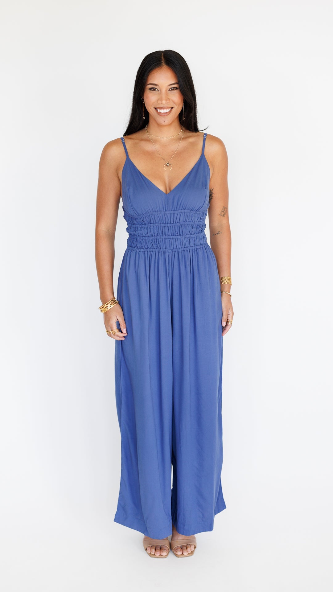 Opal Jumpsuit / Steel Blue Khush Clothing