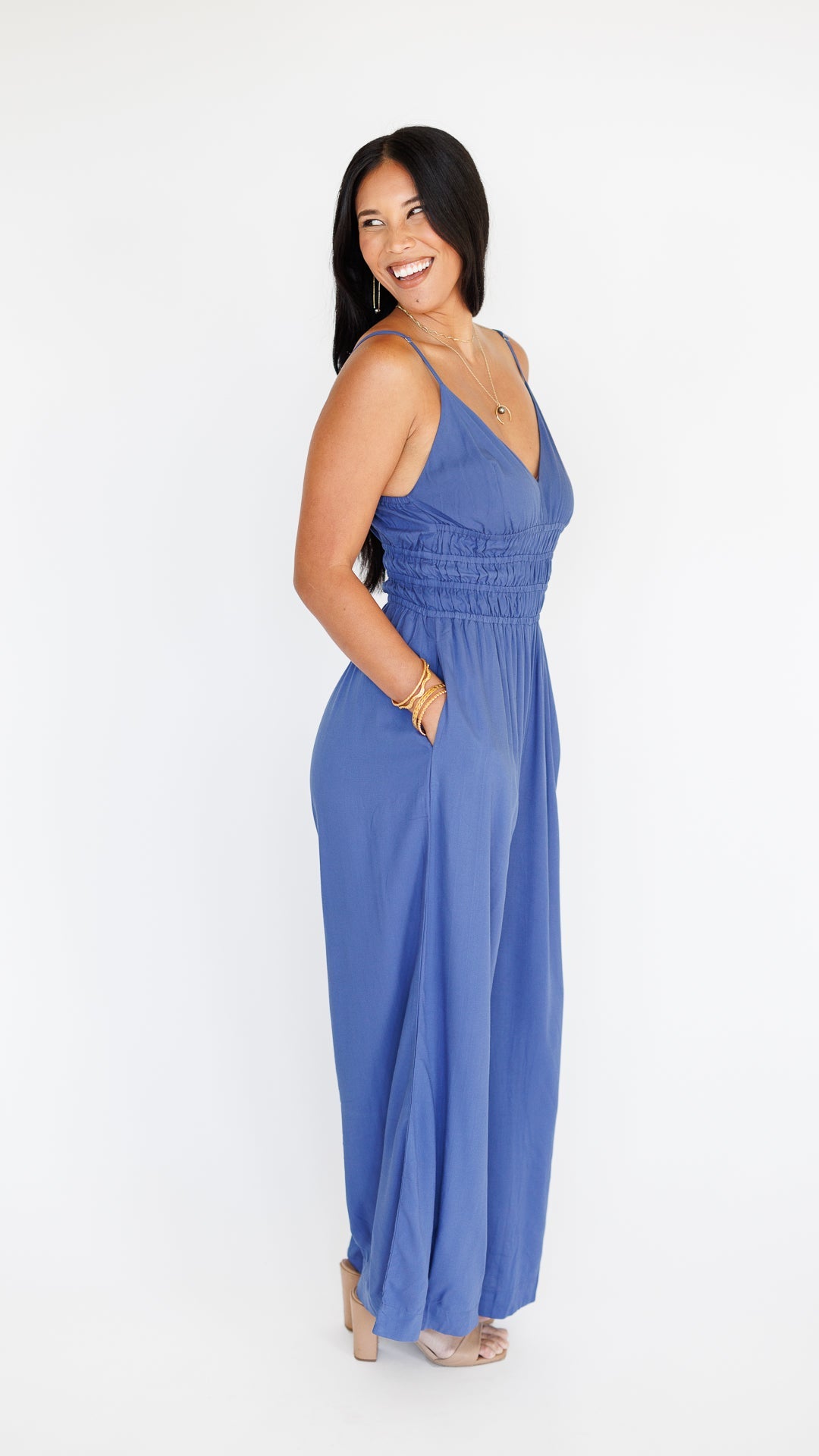 Opal Jumpsuit / Steel Blue Khush Clothing