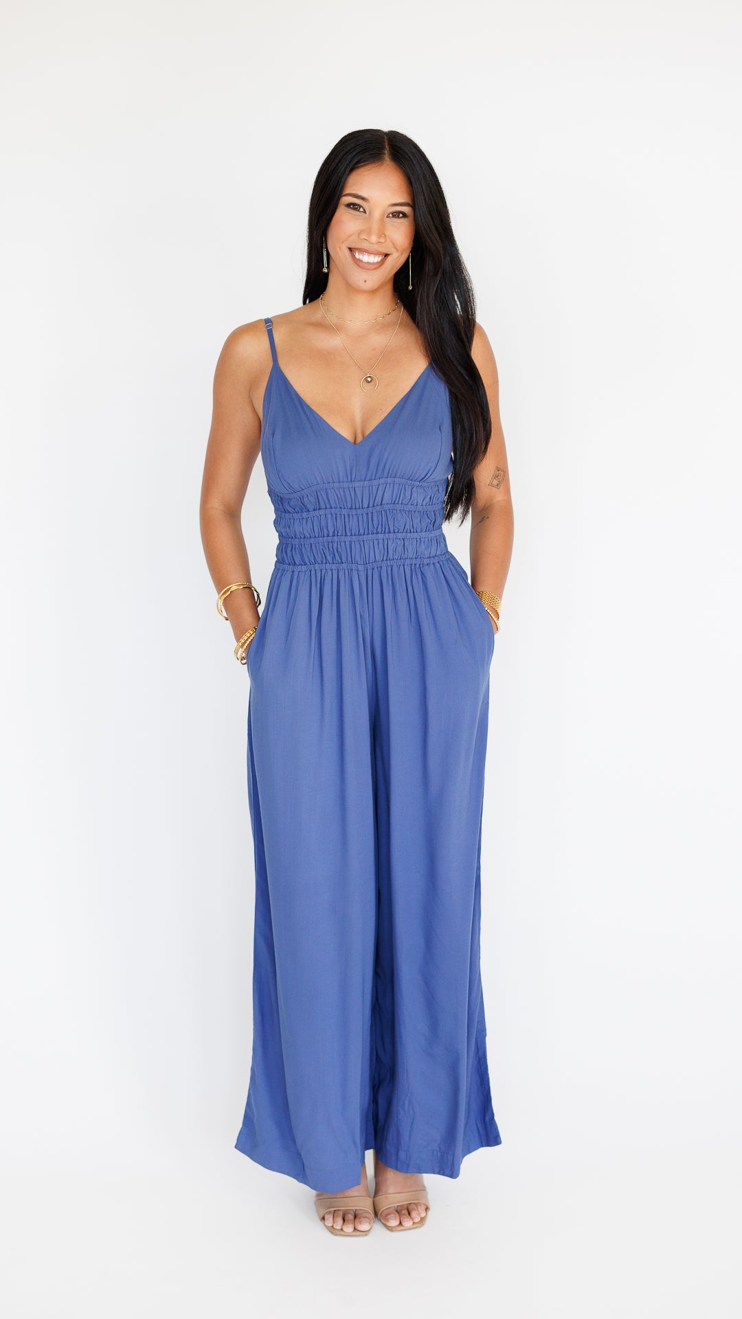 Opal Jumpsuit / Steel Blue Khush Clothing