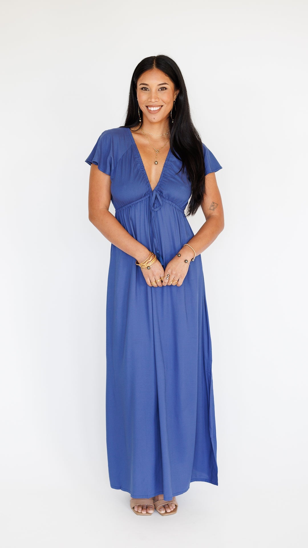 Leilani Dress / Steel Blue Khush Clothing
