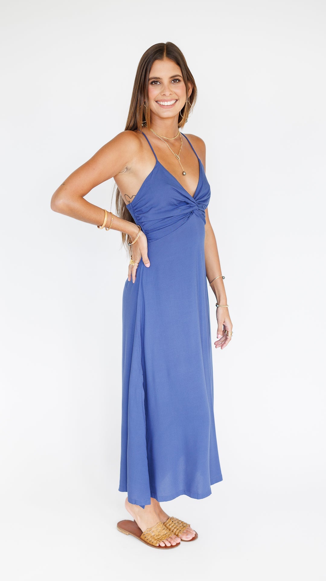 Lorena Dress / Steel Blue Khush Clothing