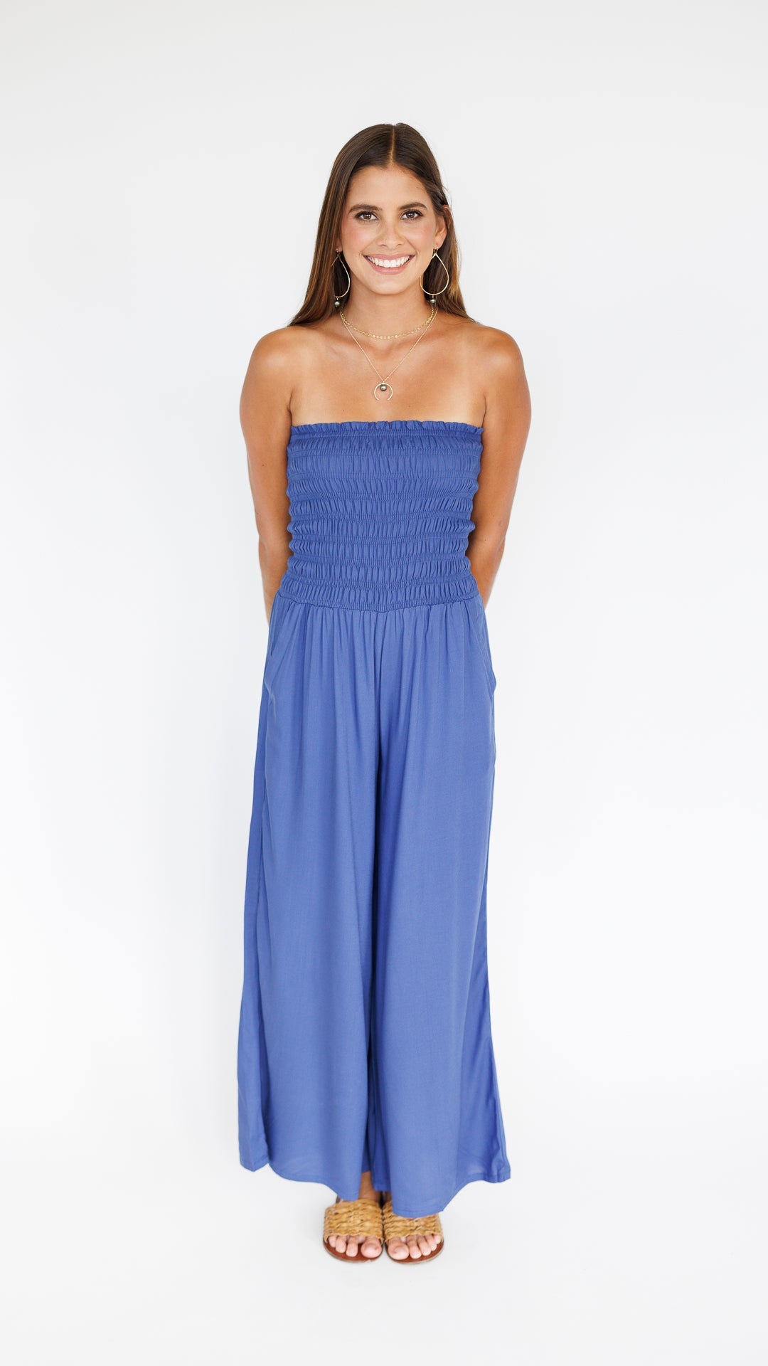 Lawai Jumpsuit / Steel Blue Khush Clothing