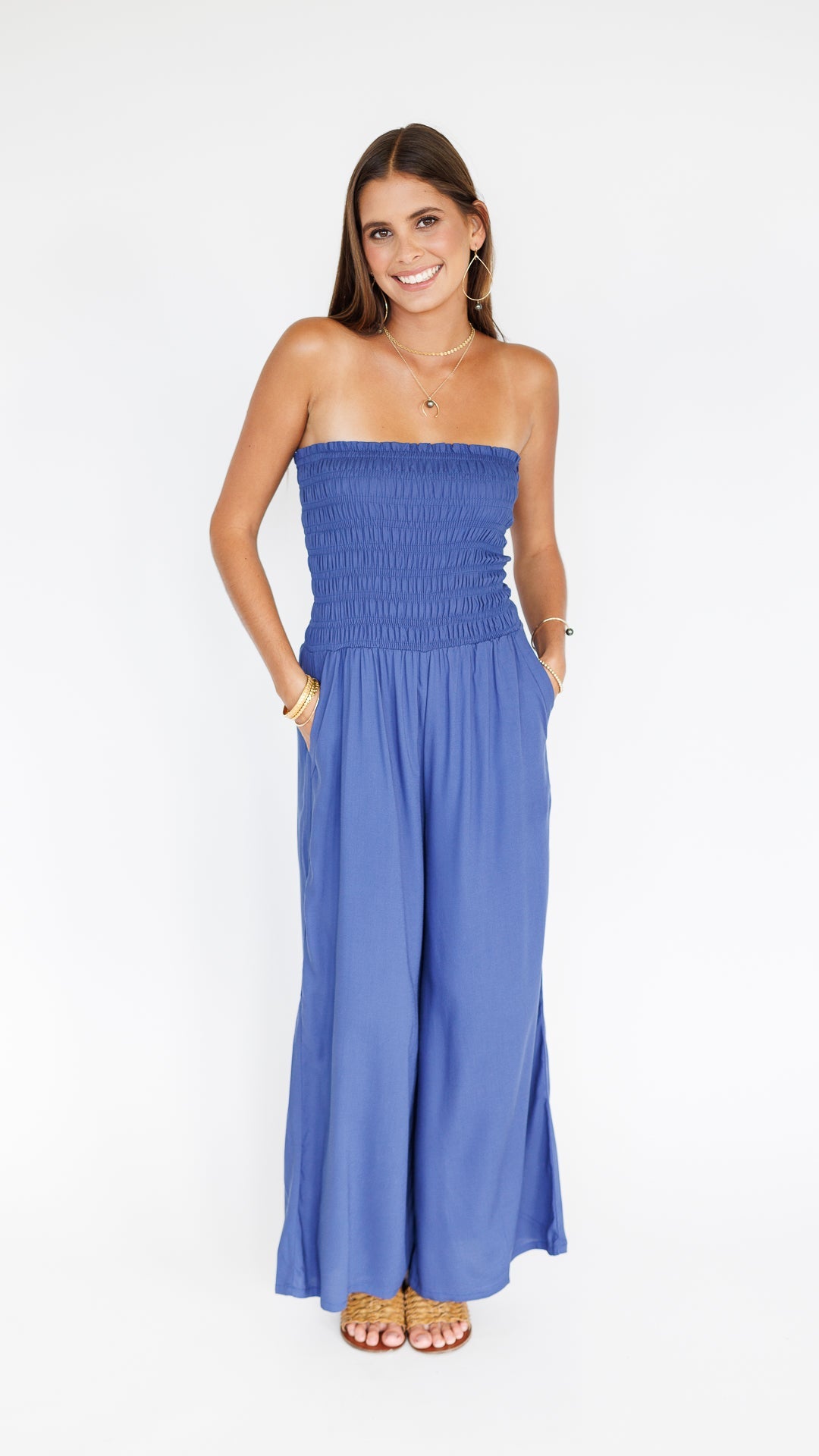 Lawai Jumpsuit / Steel Blue Khush Clothing