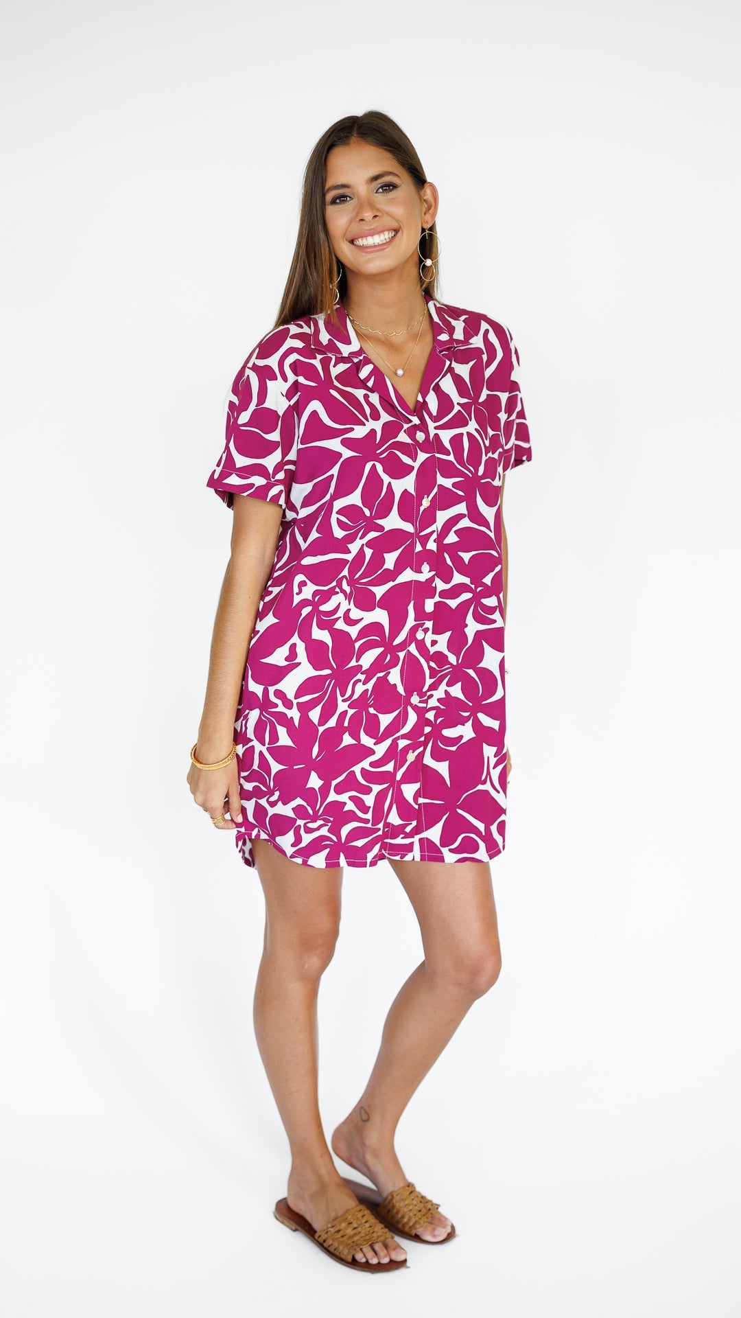 Maui Shirt Dress / Honolulu Plumeria Khush Clothing