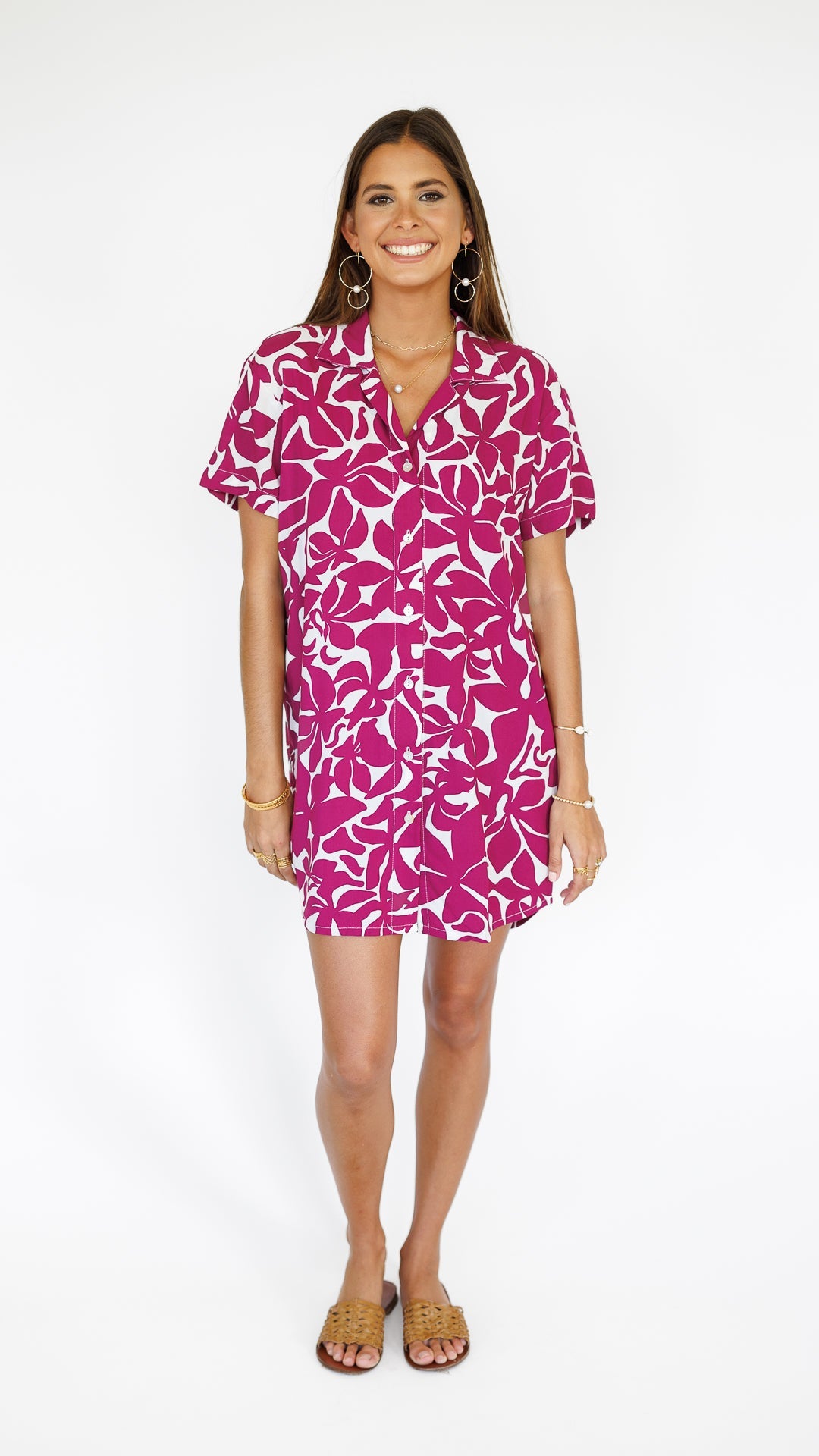 Maui Shirt Dress / Honolulu Plumeria Khush Clothing