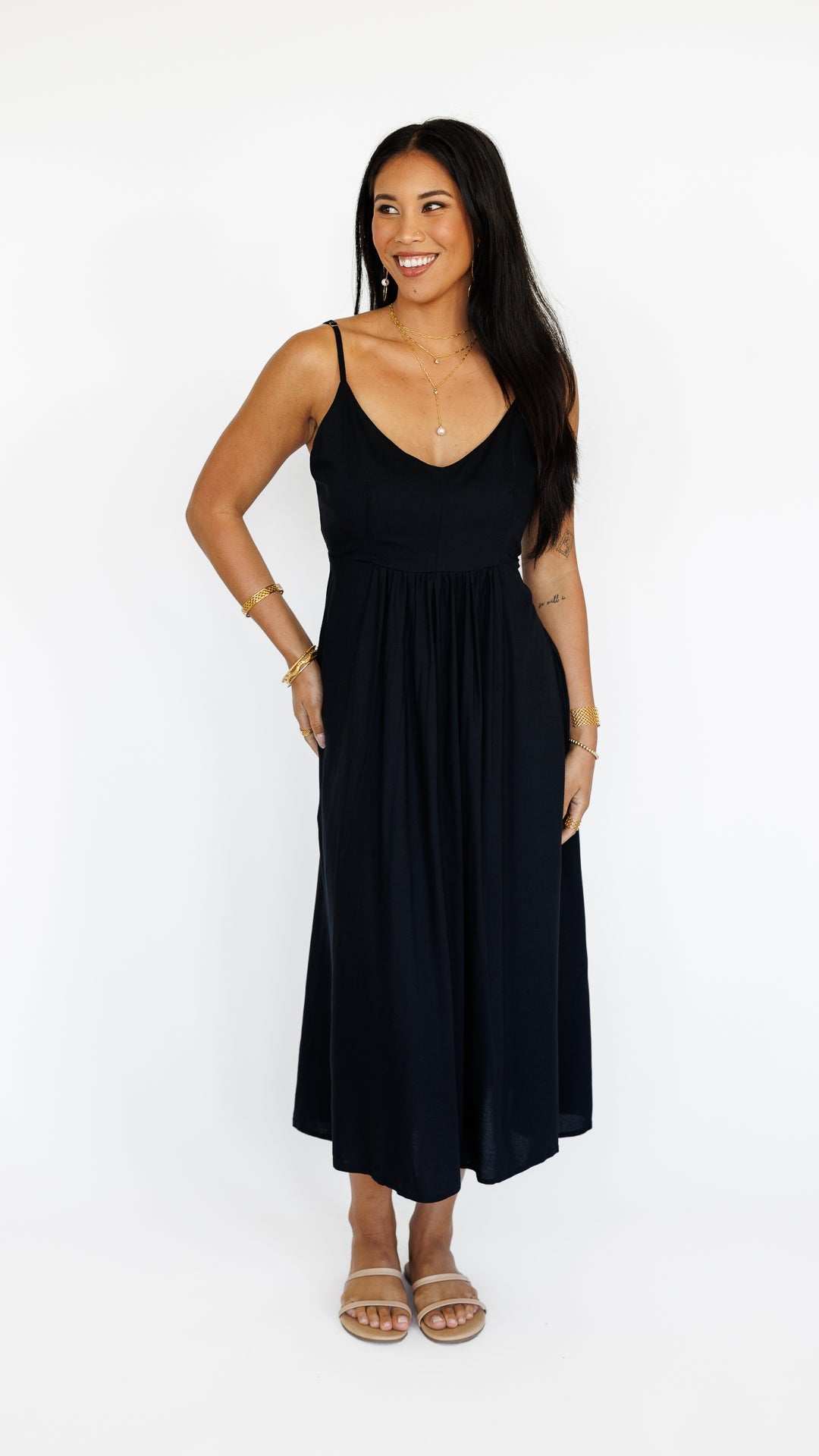 Sienna Dress / Solid Black Khush Clothing