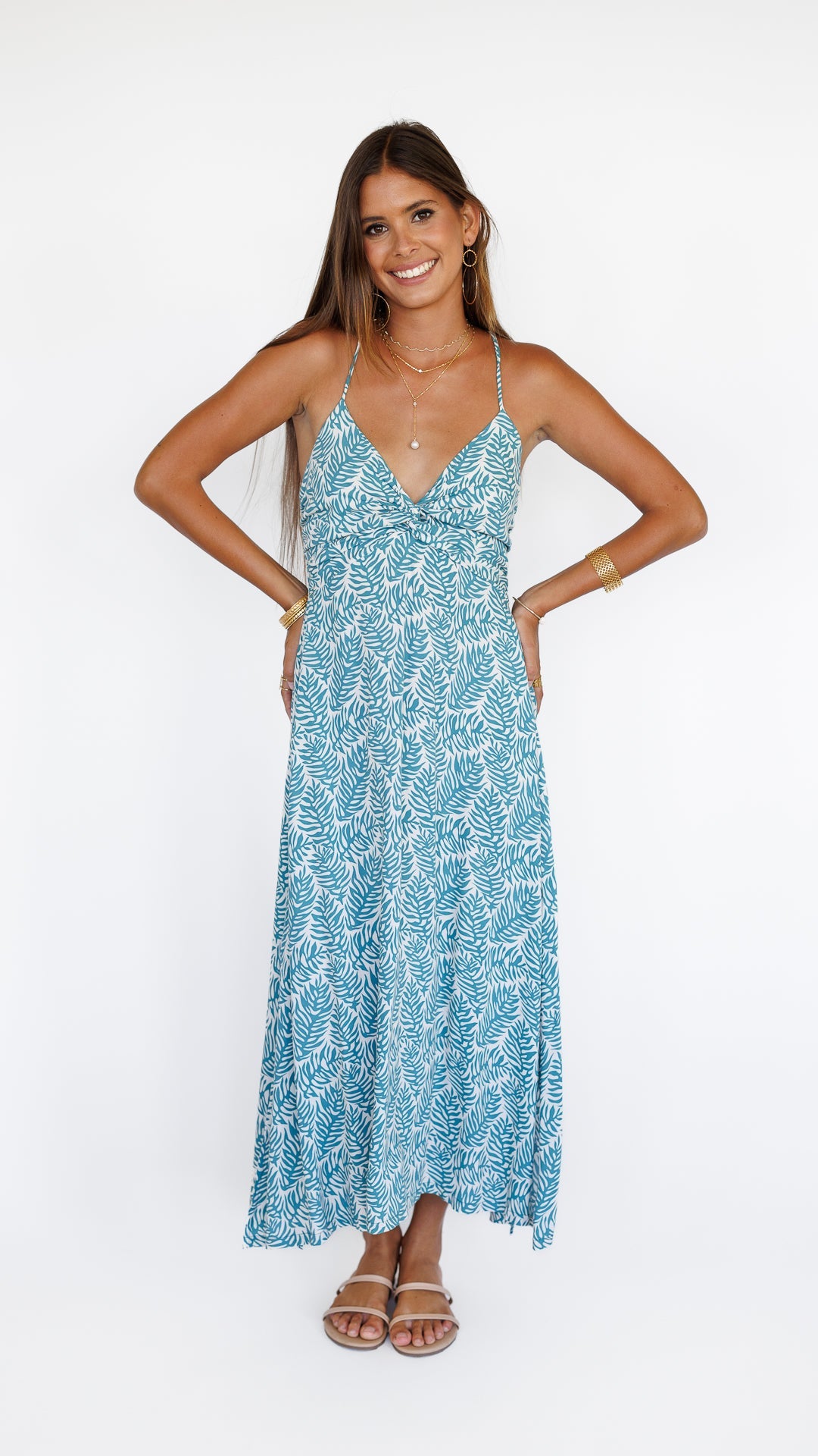 Lorena Dress / Olinda Teal Khush Clothing