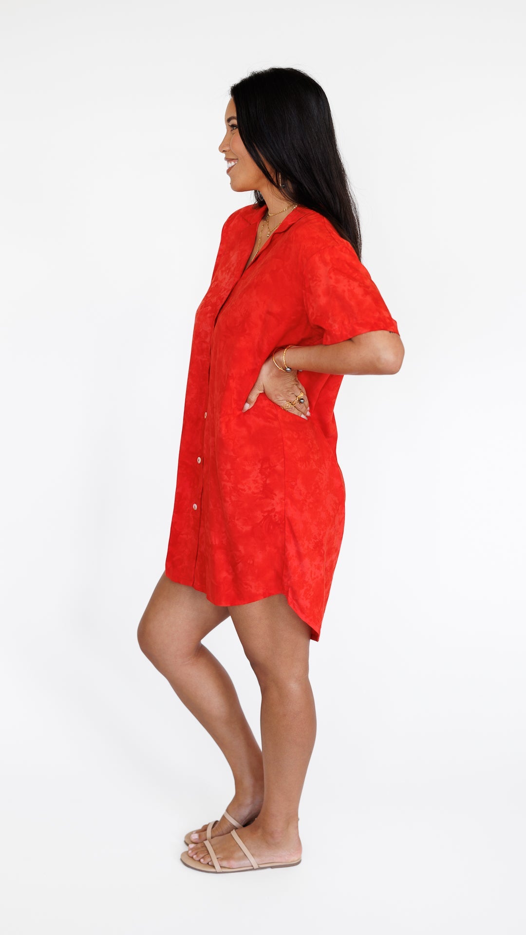 Maui Shirt Dress / Hazy Coral Khush Clothing