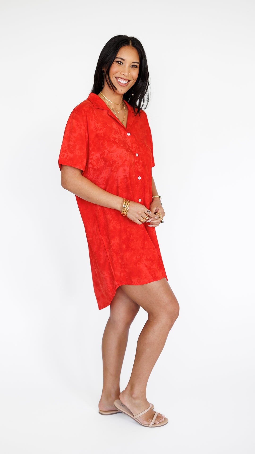 Maui Shirt Dress / Hazy Coral Khush Clothing