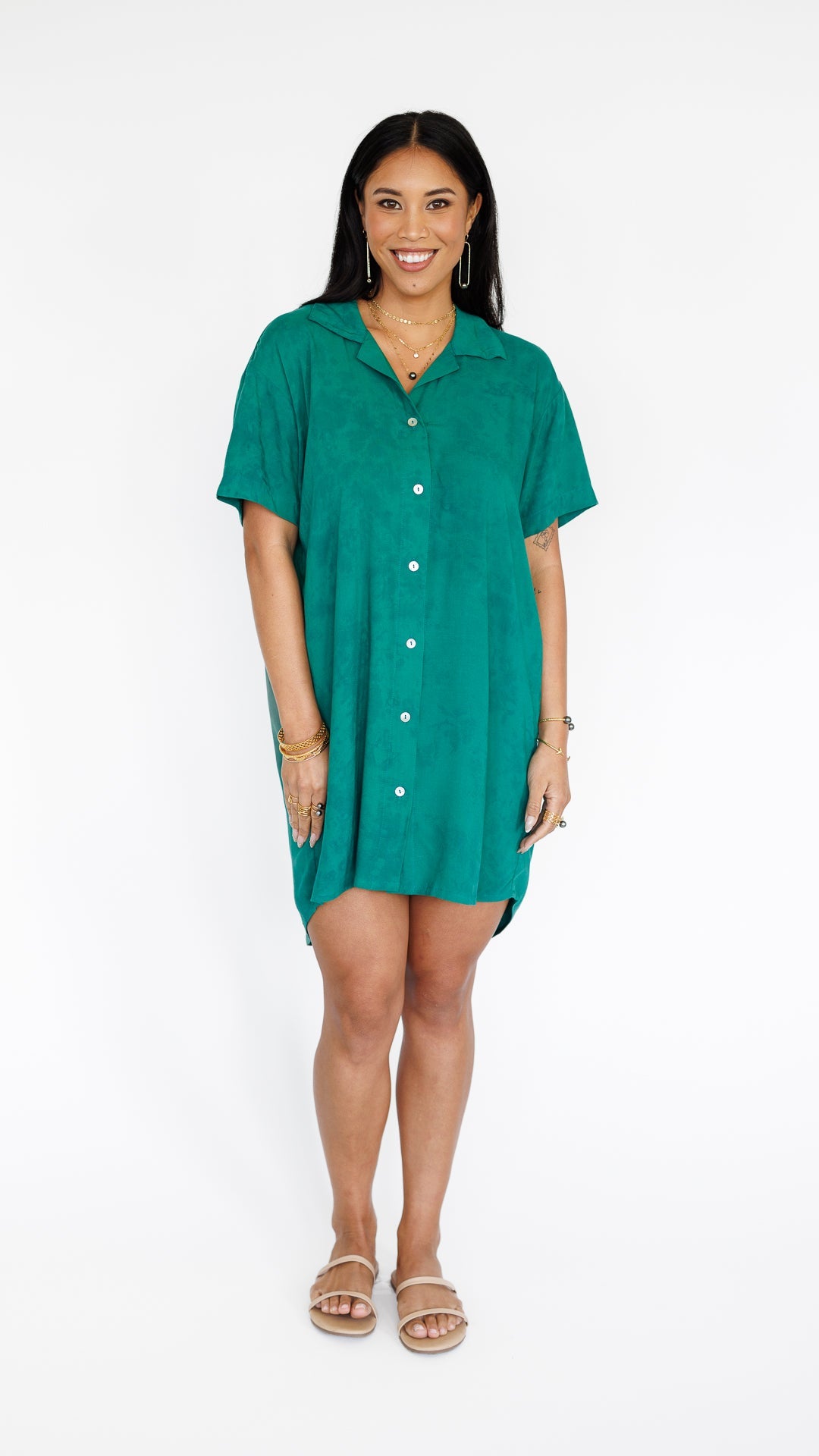 Maui Shirt Dress / Emerald Khush Clothing