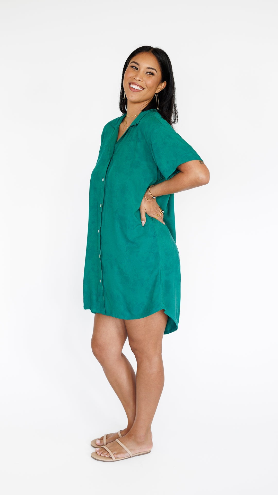 Maui Shirt Dress / Emerald Khush Clothing
