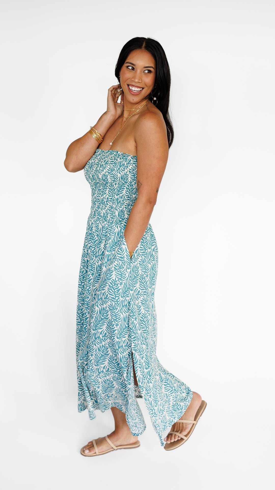 Paige Dress / Olinda Teal Khush Clothing