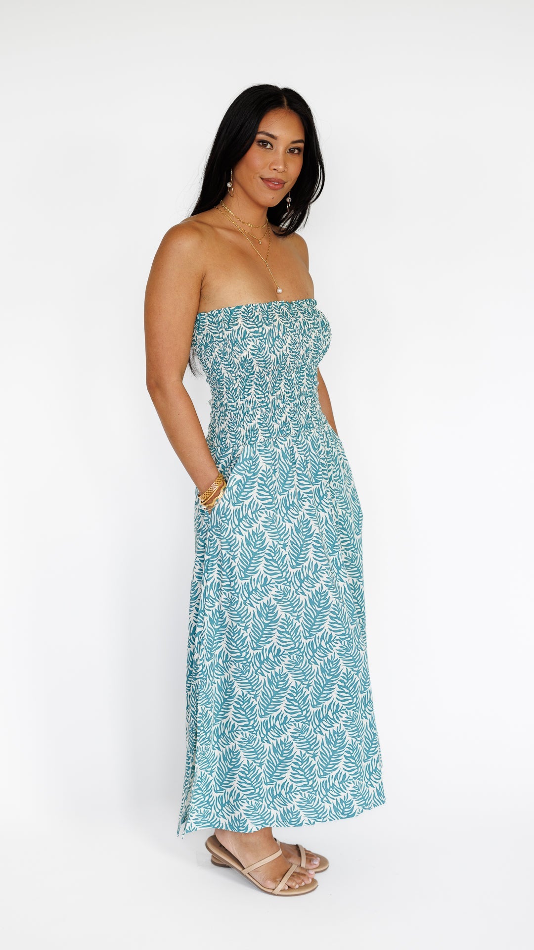 Paige Dress / Olinda Teal Khush Clothing