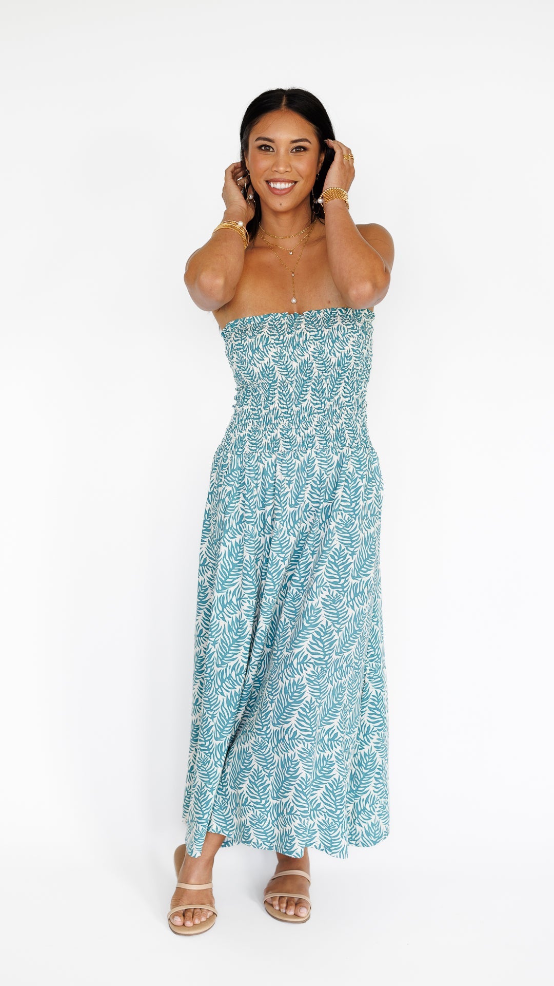 Paige Dress / Olinda Teal Khush Clothing