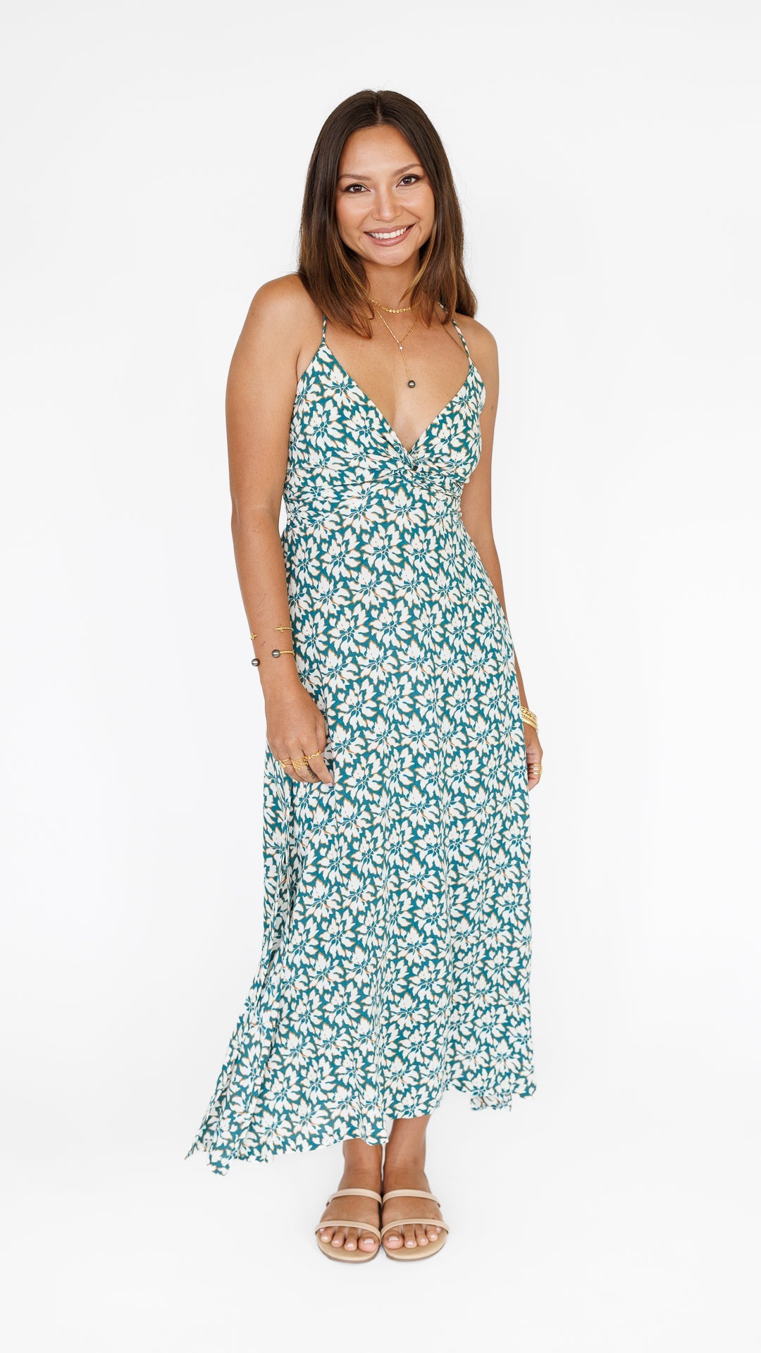 Lorena Dress / Aqua Blossom - KEANI HAWAI`I XS Lorena Dress / Aqua Blossom - KEANI HAWAI`I XS