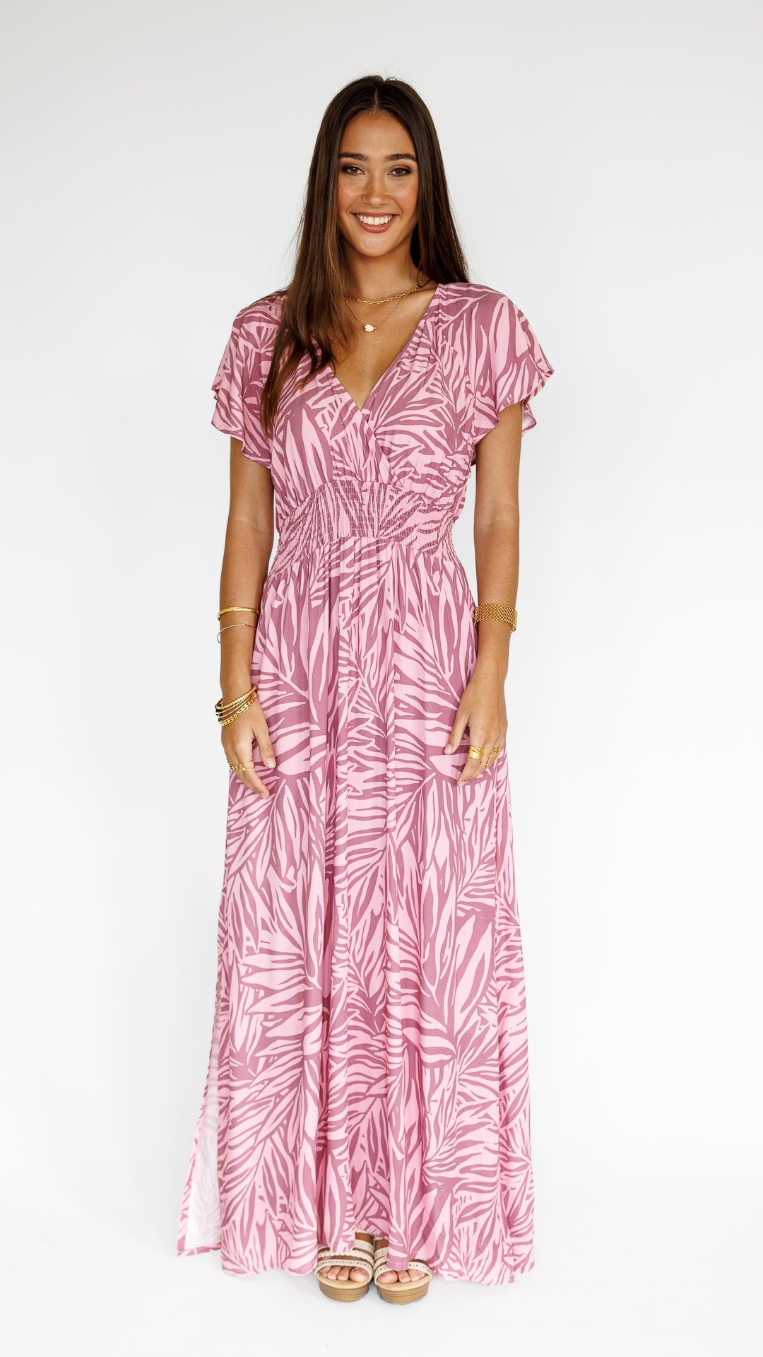 Pretty In Palms / Moana Maxi Dress / Misty Mauve KEANI APPAREL