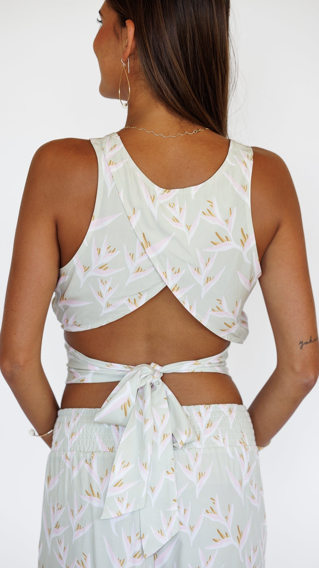 Heliconia / Hoku Tie-Back Top / Mint KEANI APPAREL