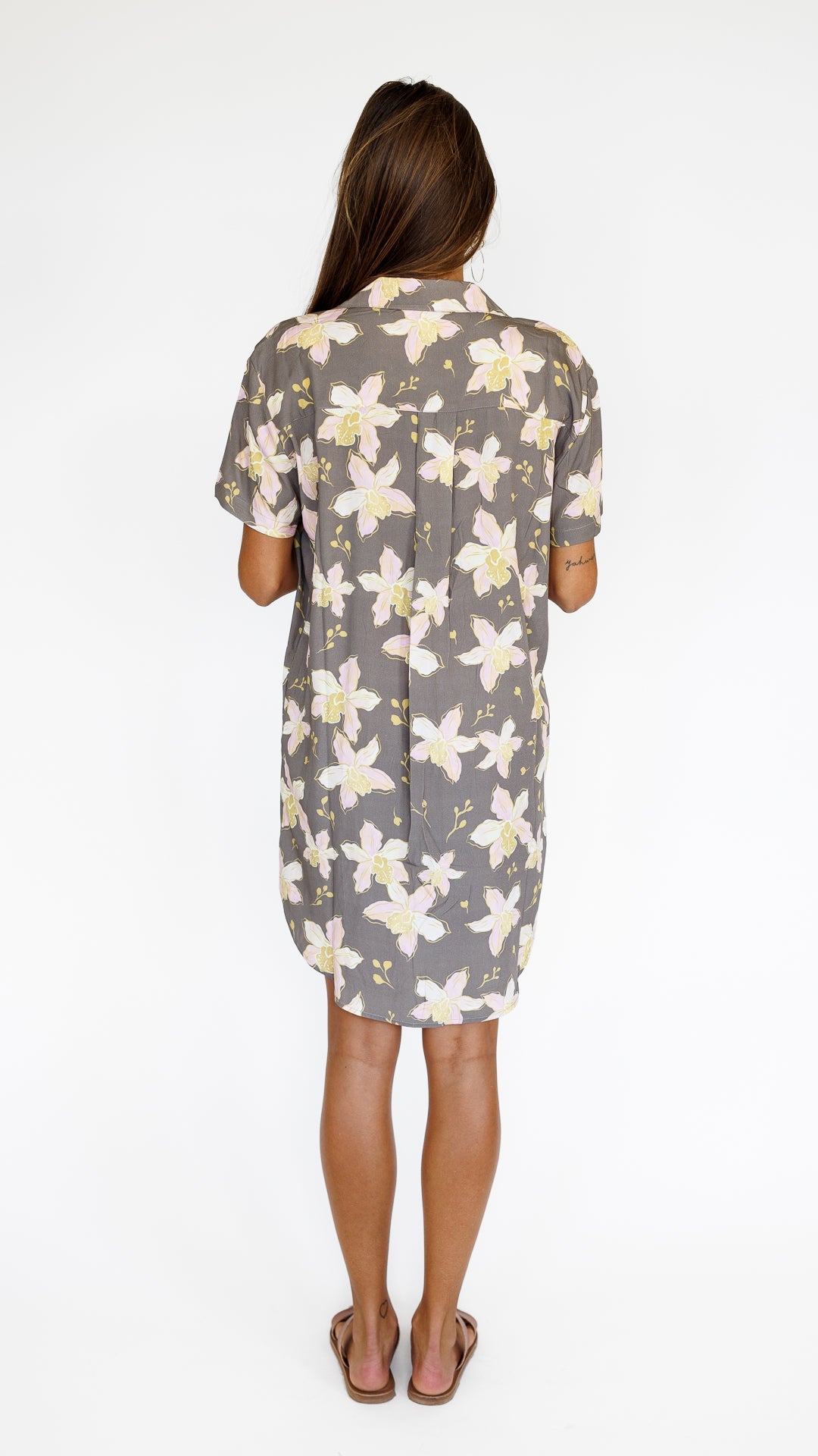 Orchid Blooms / Paia Shirt Dress / Coconut Husk KEANI APPAREL