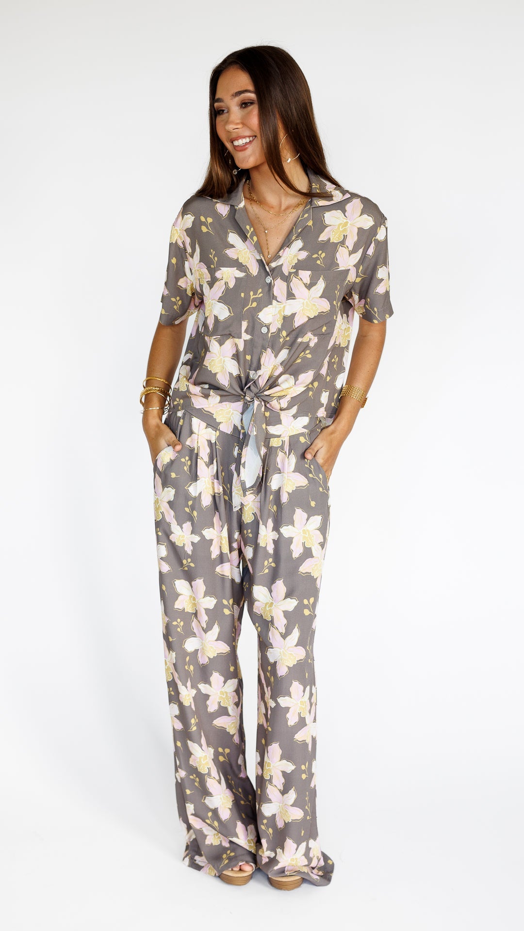 Orchid Blooms / Hele Tie-Top / Coconut Husk KEANI APPAREL